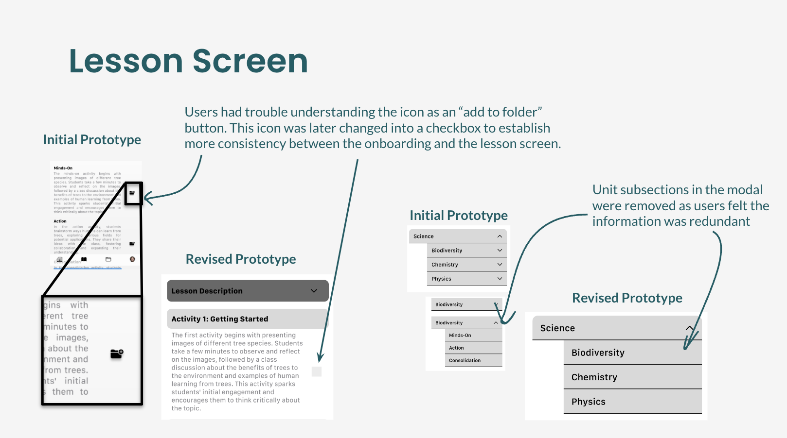 V1 to V2 - Lesson Screen Changes