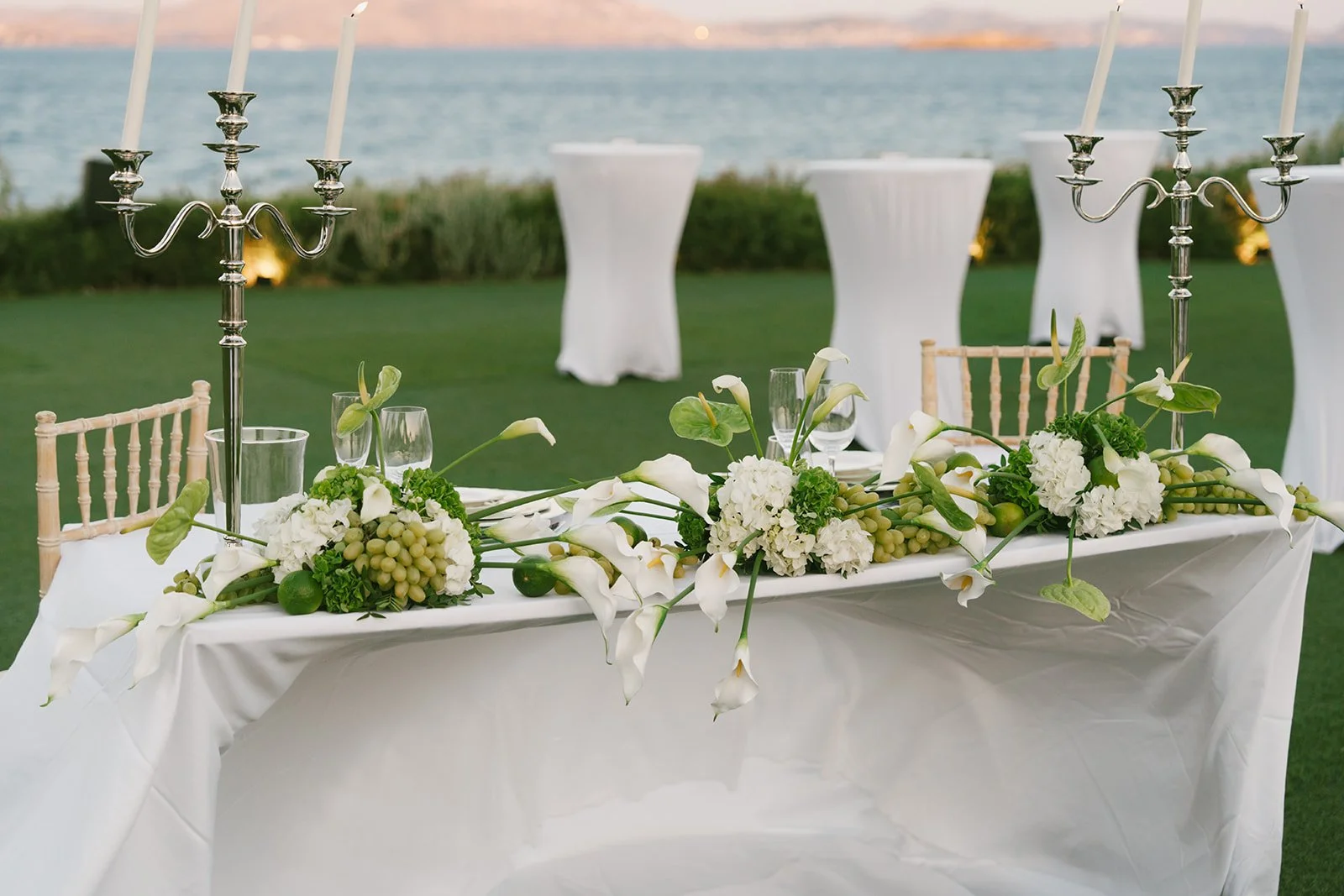 bridal table decorated by professional event planners