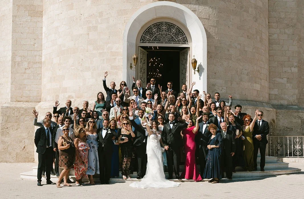 group photo in front of the church at glyfda