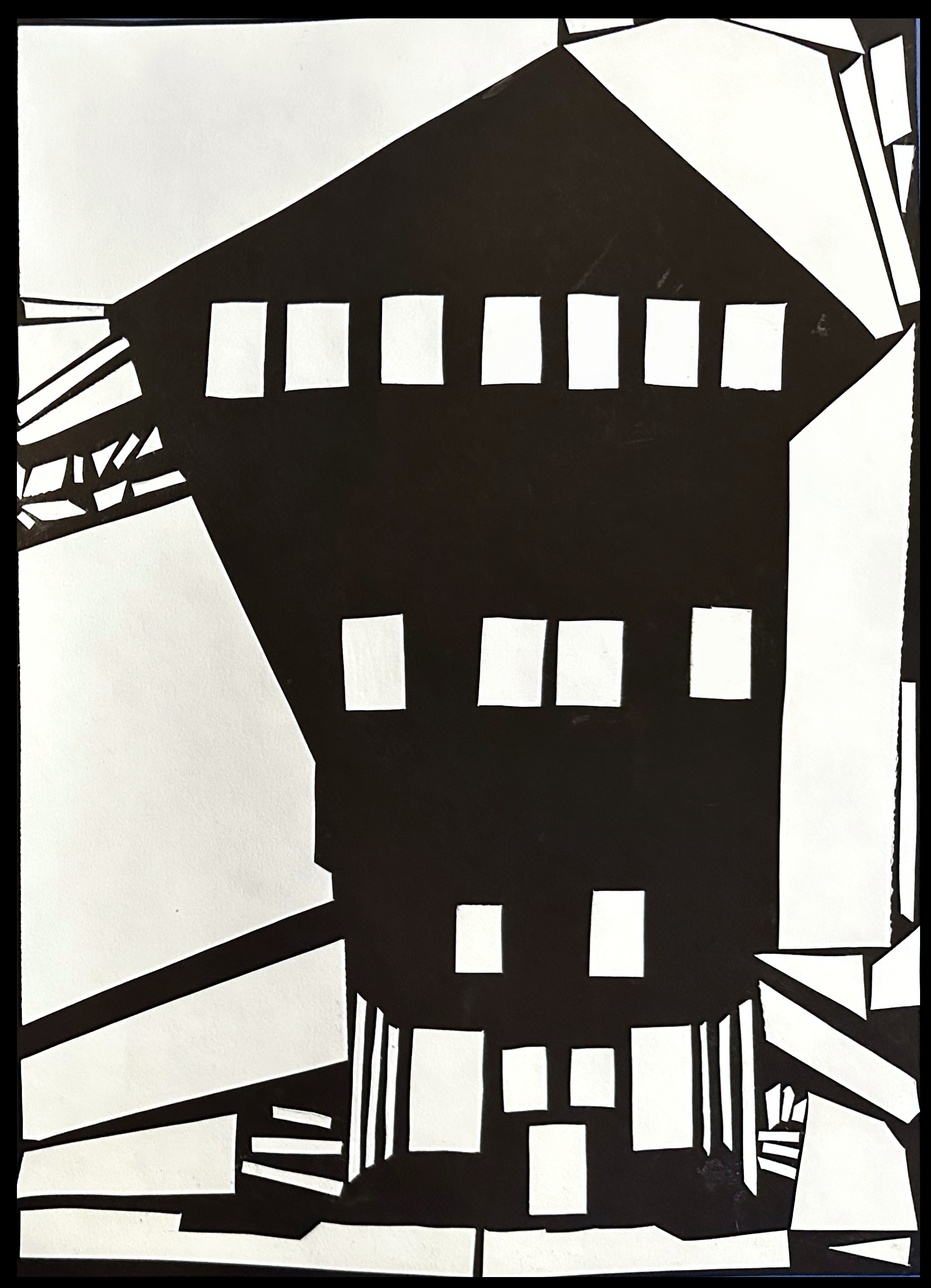 (de)constructed white/black (negative)// construction paper/12" x 9"/ Summer 2023