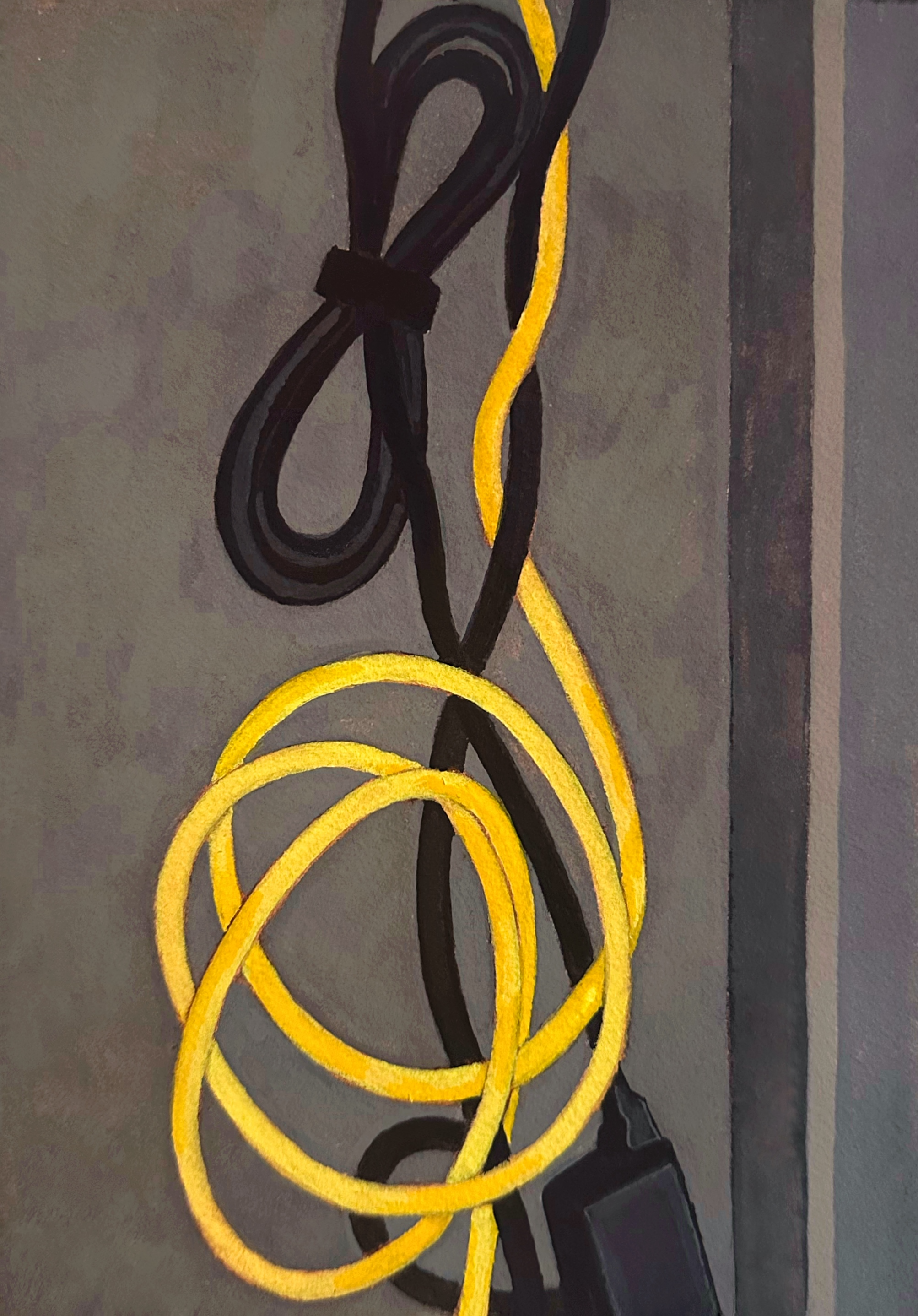 Coiled wires/gouache, watercolor on arches paper/10"x8"/September 2025