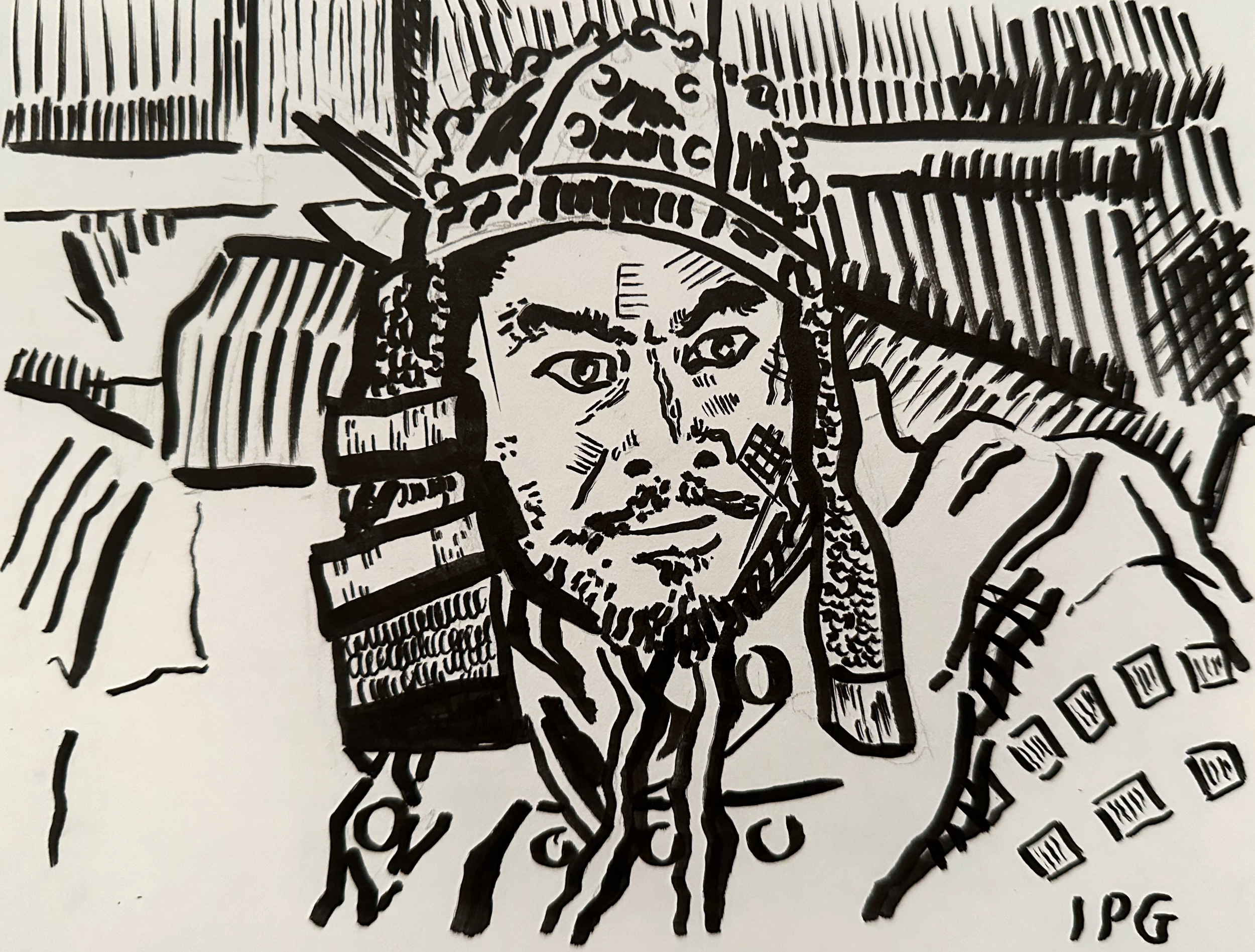 Toshiro Mifune/brush pen on paper/6"x8"/May 2024