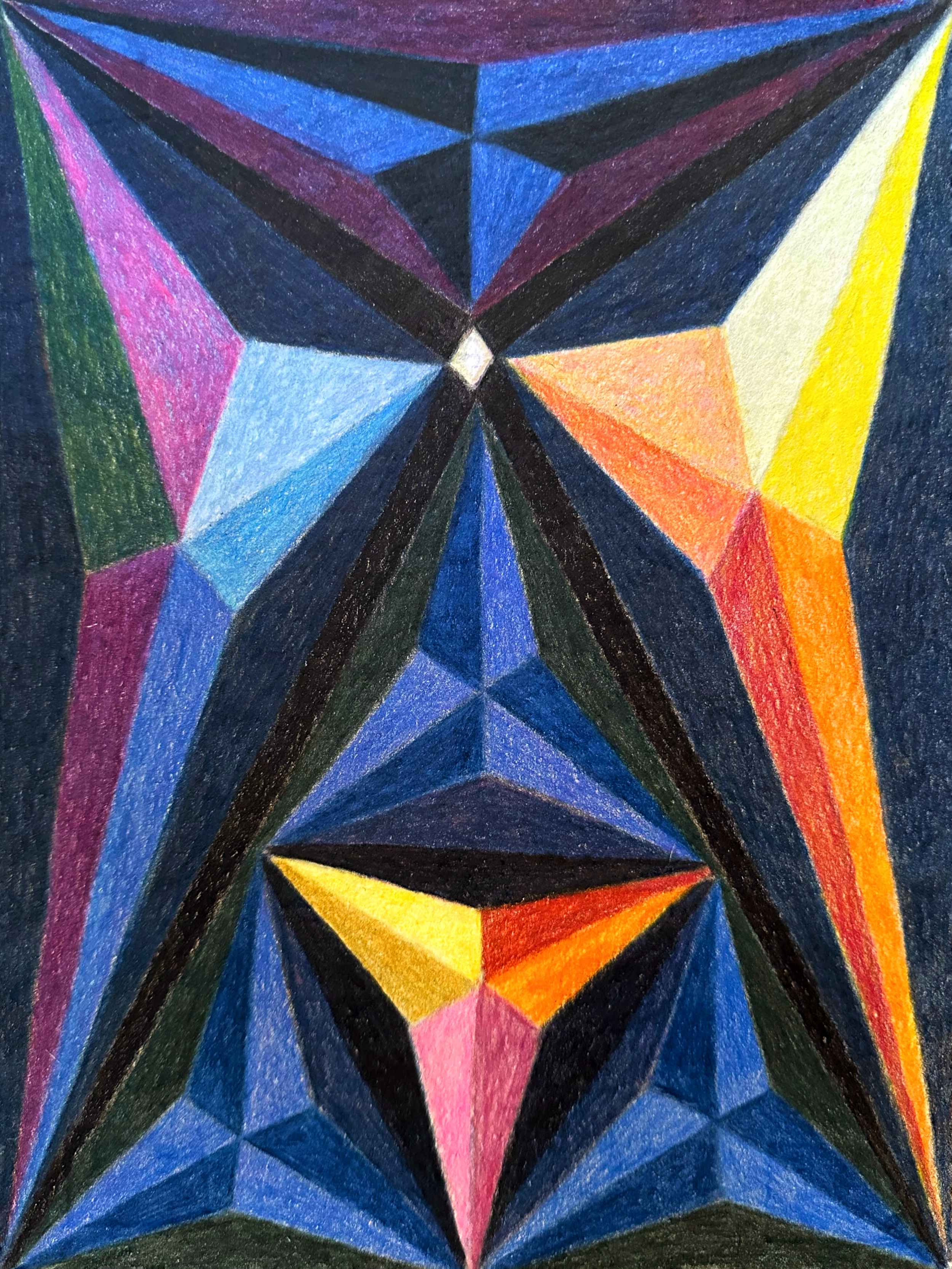 Untitled/colored pencil on toned grey paper/12"x9"/July 2025