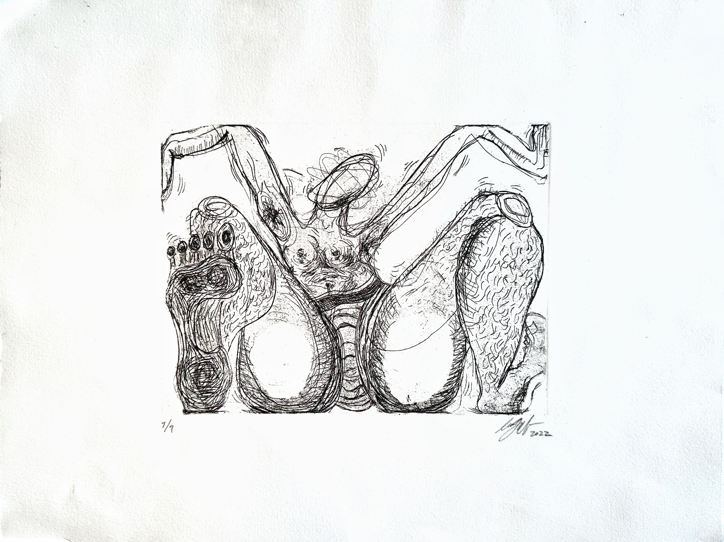 Squeezed, version 2/copper etching/6"x8"/fall 2022