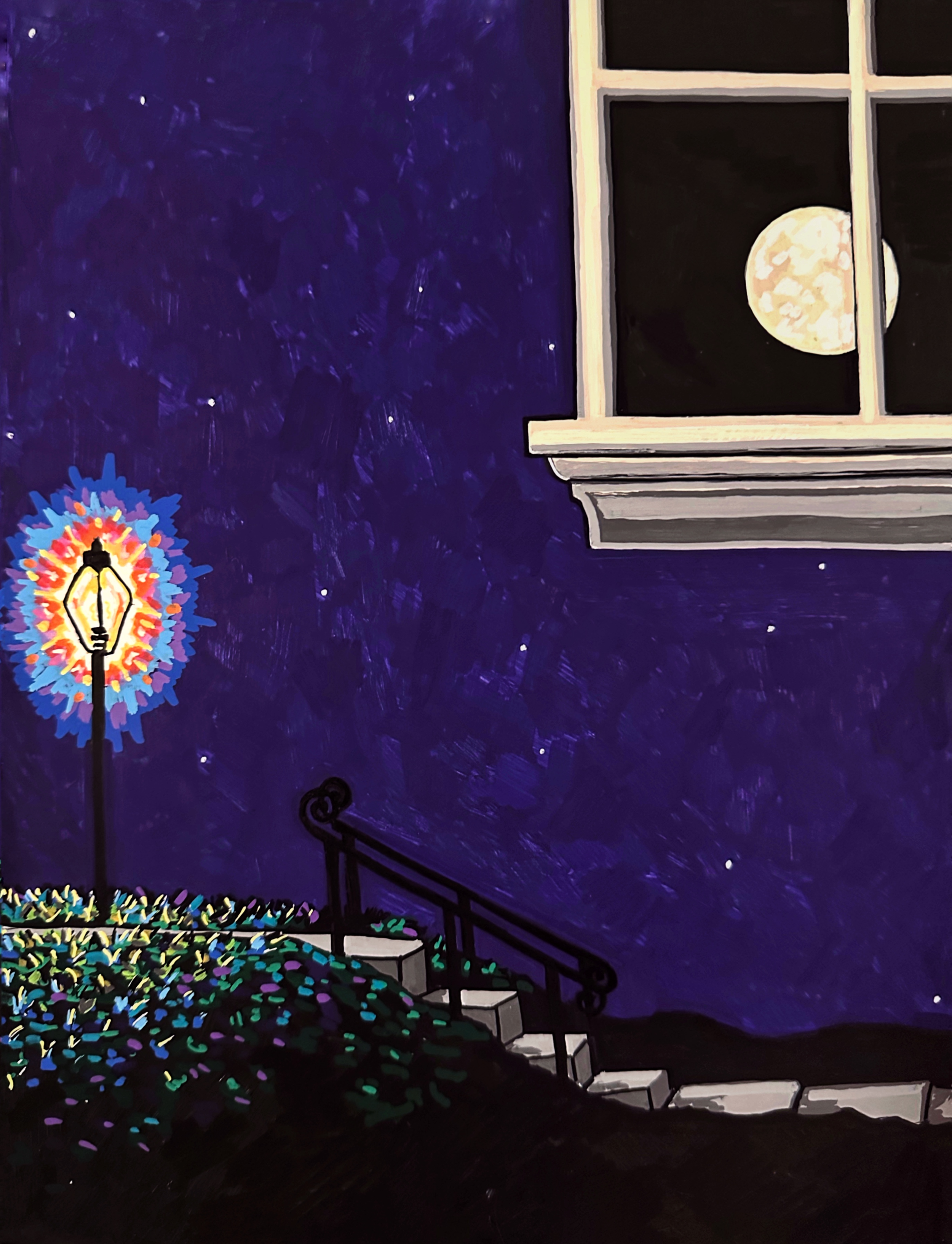 Night Light/paint markers on bristol/12"x9"/January 2025