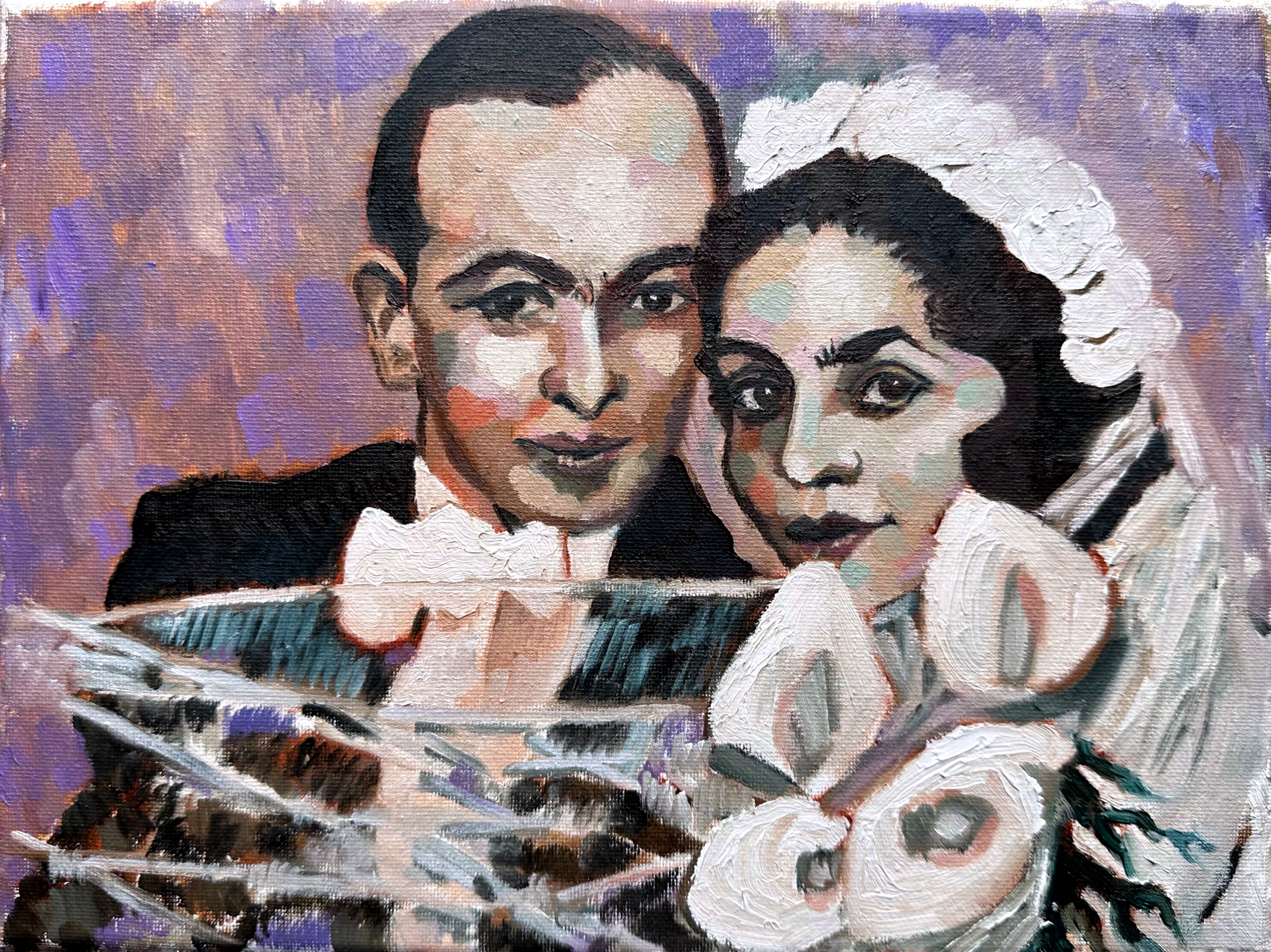 Grandpa's Parents Z"l/oil on canvas/9"x12"/March 2024