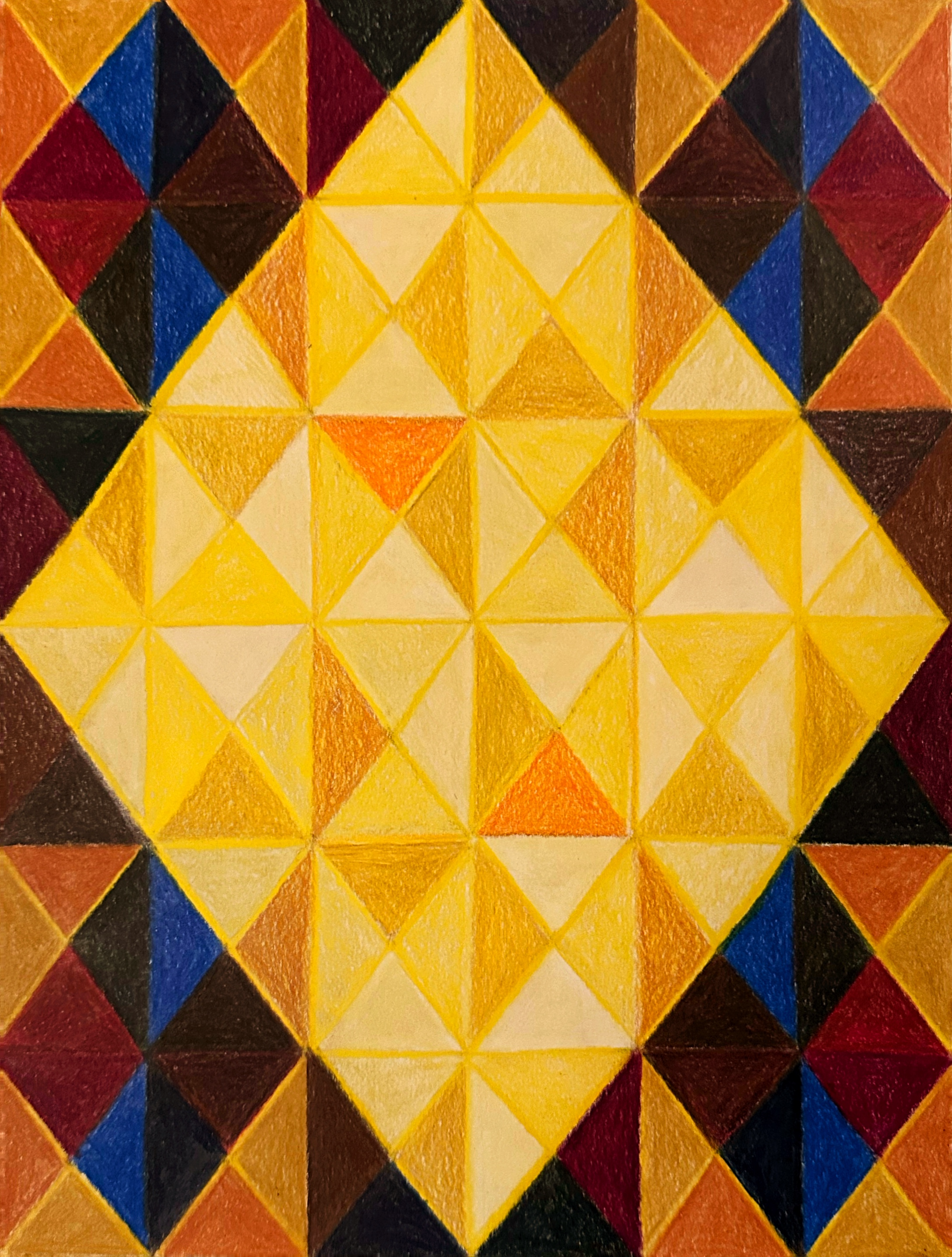 Untitled (yellow diamond)/colored pencil on paper/12"x9"/November 2025