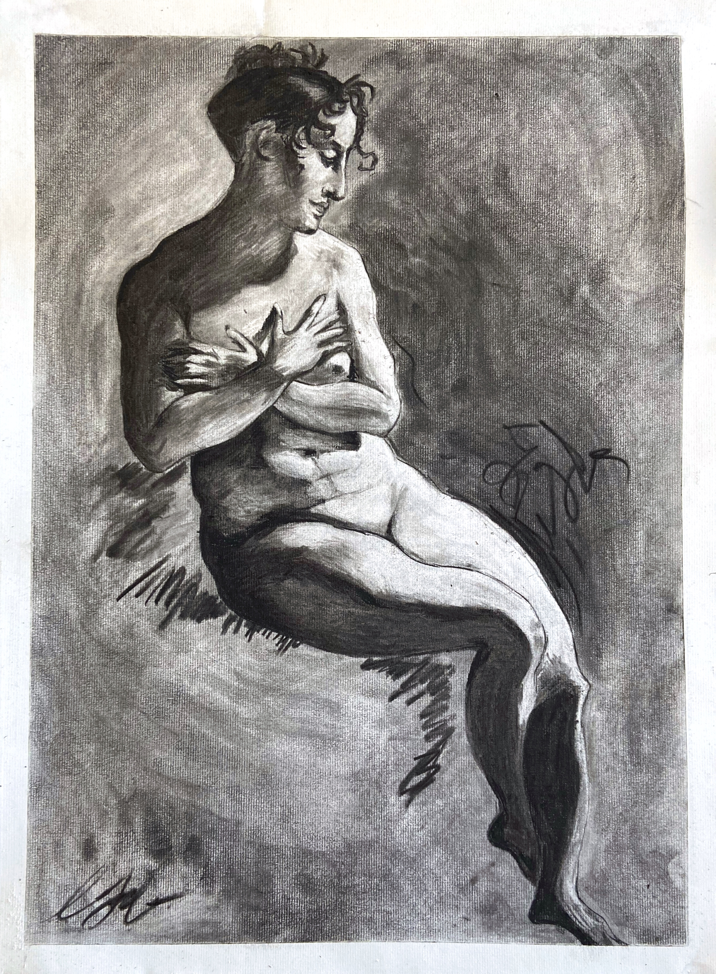 Drawing II figure study, master copy/charcoal on charcoal paper