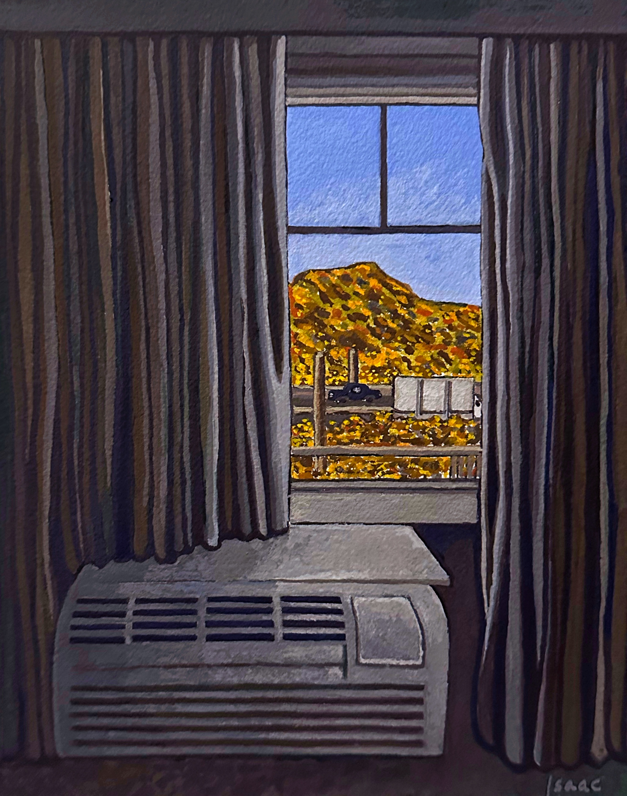 Hotel Window/gouache, watercolor on arches paper/10"x8"/October 2025