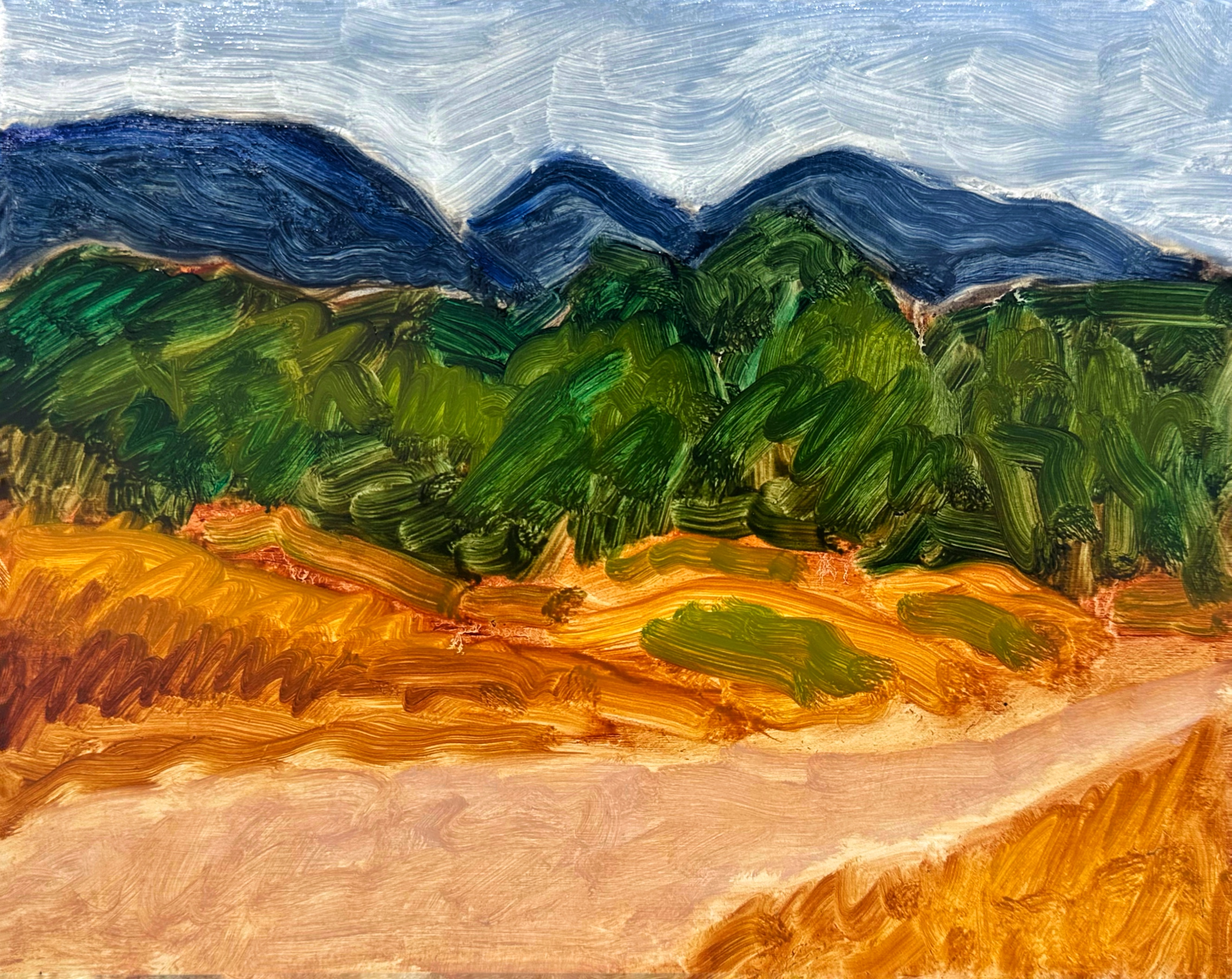 Landscape, Claremont CA/oil on board/8"x10"/October 2025