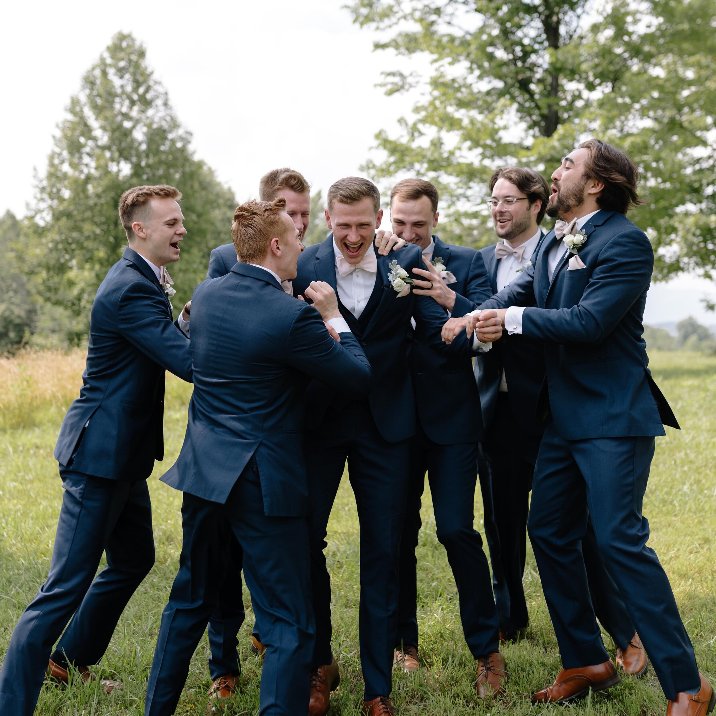 We love seeing our groom and his friends having a blast during their portrait sessions on wedding day! It is so easy for time to pass and for nerves to build during the time before photos or ceremony. 

While waiting on picture / ceremony time to sho