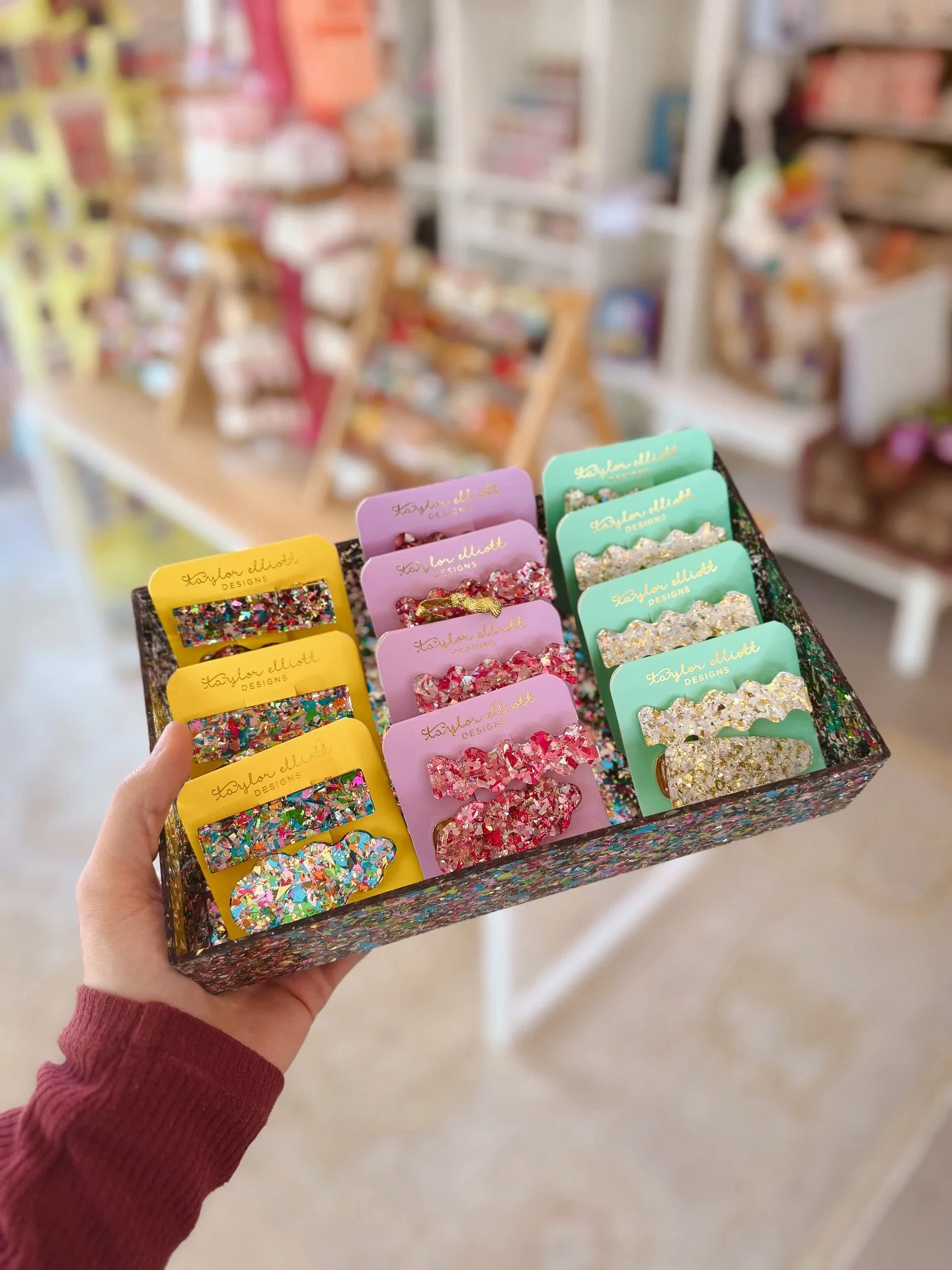 Electric Mixer 🤝 @taylorelliottdesigns !!! These sparkly hair clips are STUNNING &amp; would make the perfect blinding pop ✨ Available in our shop now!!