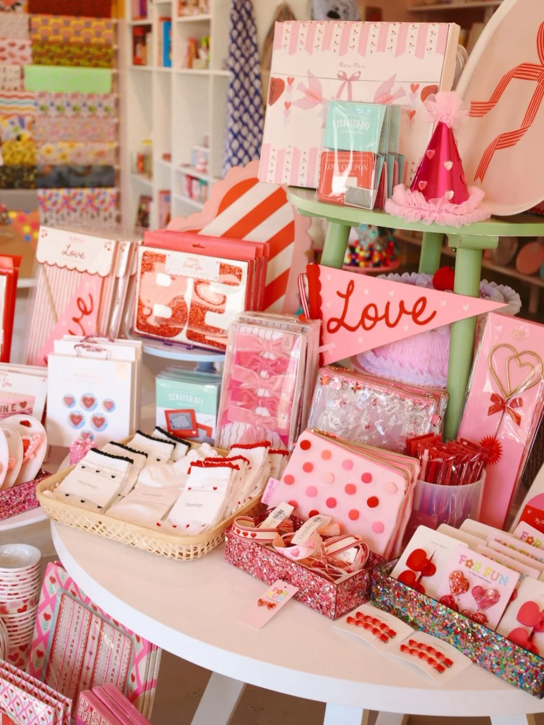 Our valentine&rsquo;s setup is looking realllll cute this week 🤭🩷 We have a variety of gift options for your loved ones! Come see us this week! 💌