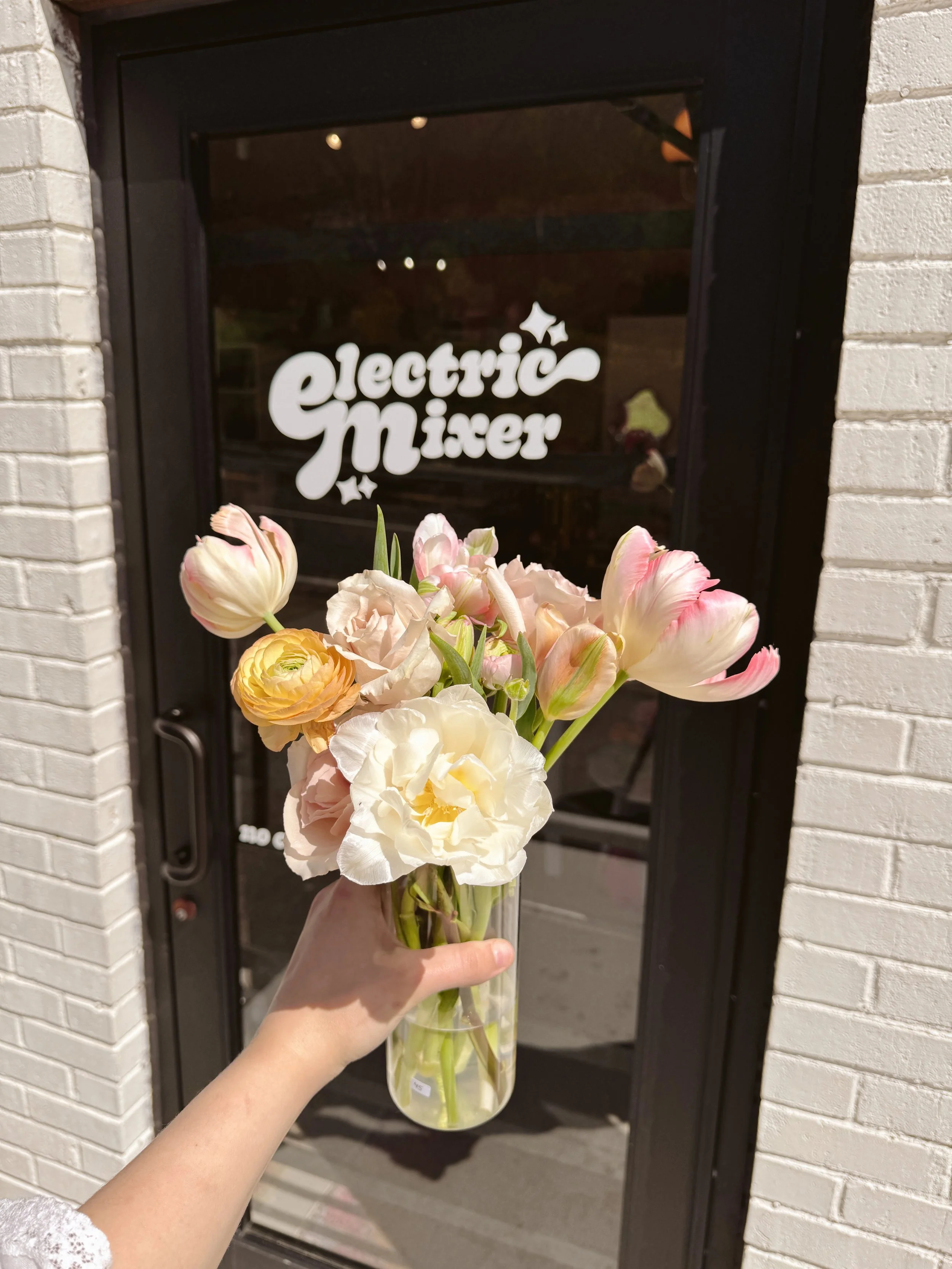 flower arrangements at electric mixer.JPG
