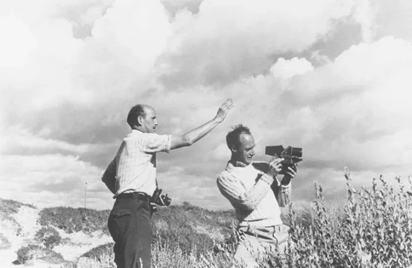 Michael Powell directing Jack Cardiff on location