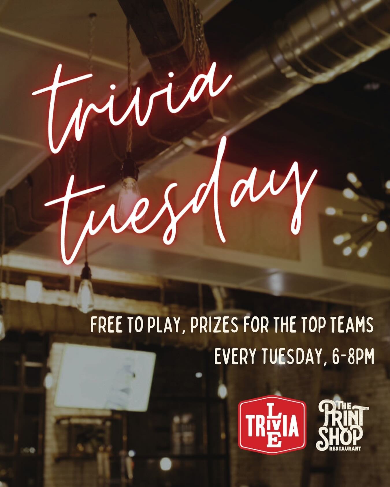 TRIVIA TUESDAY
Looking for a fun way to spend your evenings? Look no further than our #LiveTrivia game nights with @nashvilletrivia! A night of delicious food &amp; fun?! Yes please! 🤩

Join us EVERY TUESDAY at 6:00pm for an evening of fun, friendly