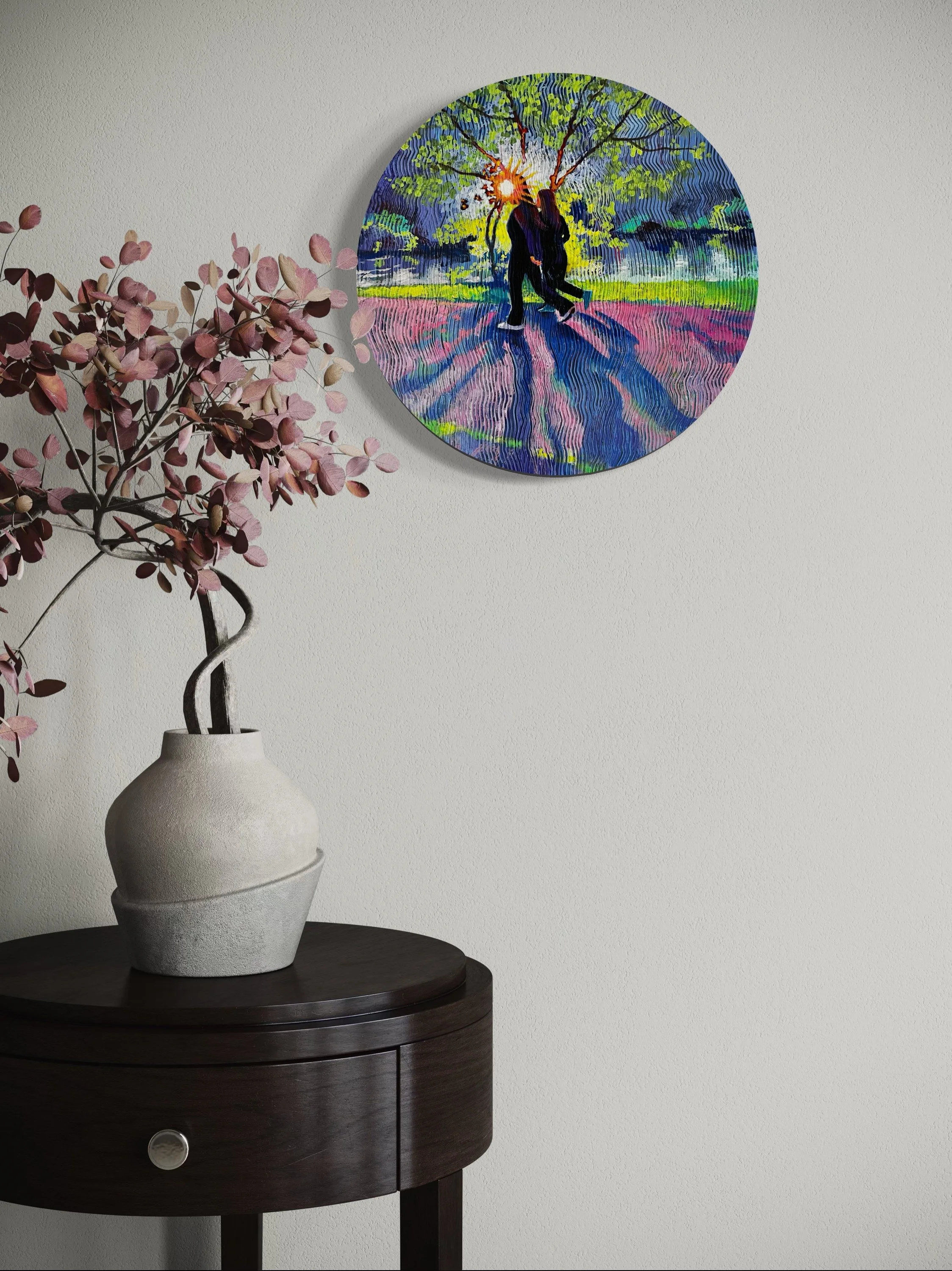 circle 002 Walk in Light side table painting Wendy Born.JPG