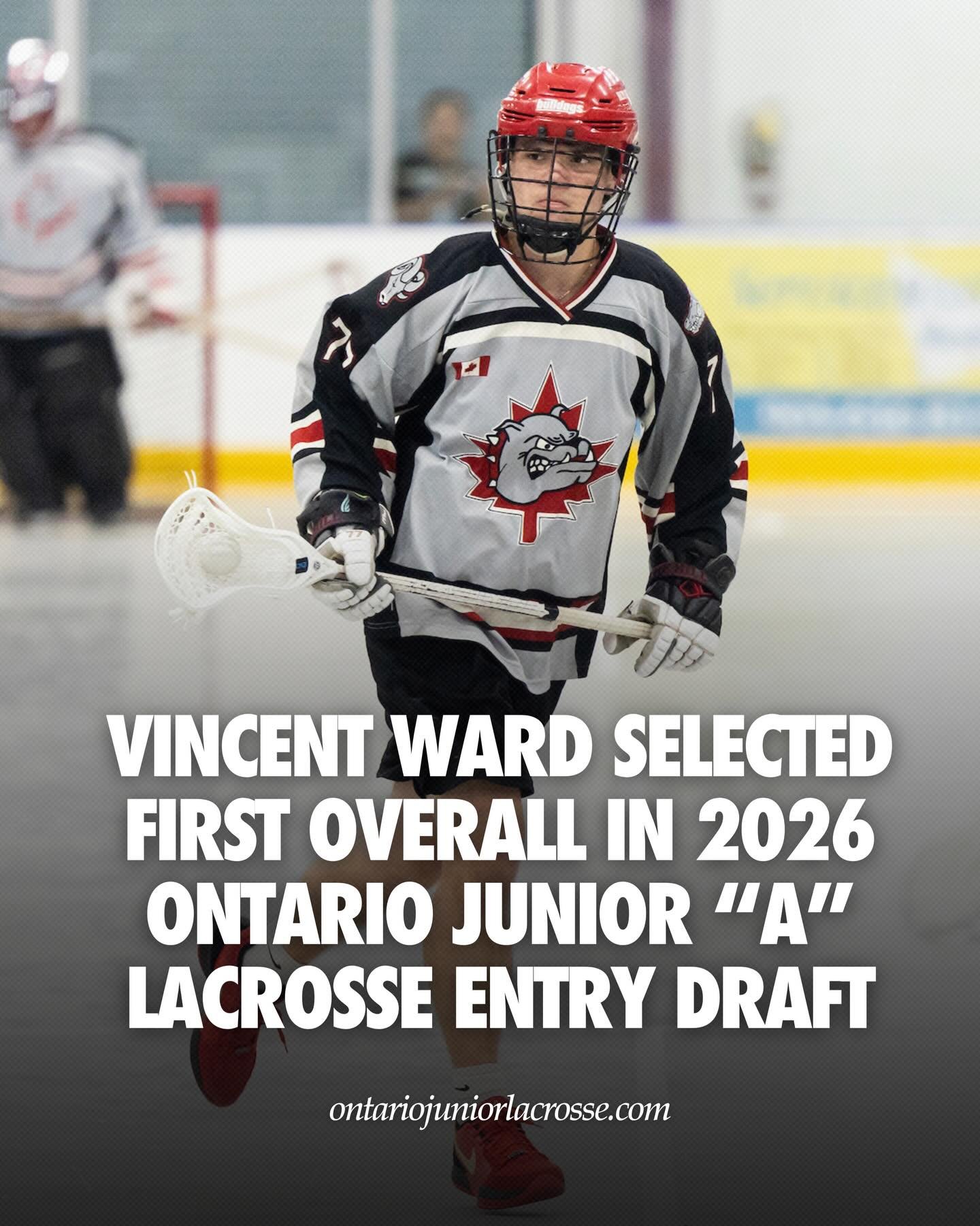 Vincent Ward has etched his name in Ontario Lacrosse history as the first overall selection in the 2026 Ontario Junior &ldquo;A&rdquo; Entry Draft.

Ward recorded 18 goals and 26 assists in 16 &ldquo;A&rdquo; Qualifiers and Final Six games, leading t