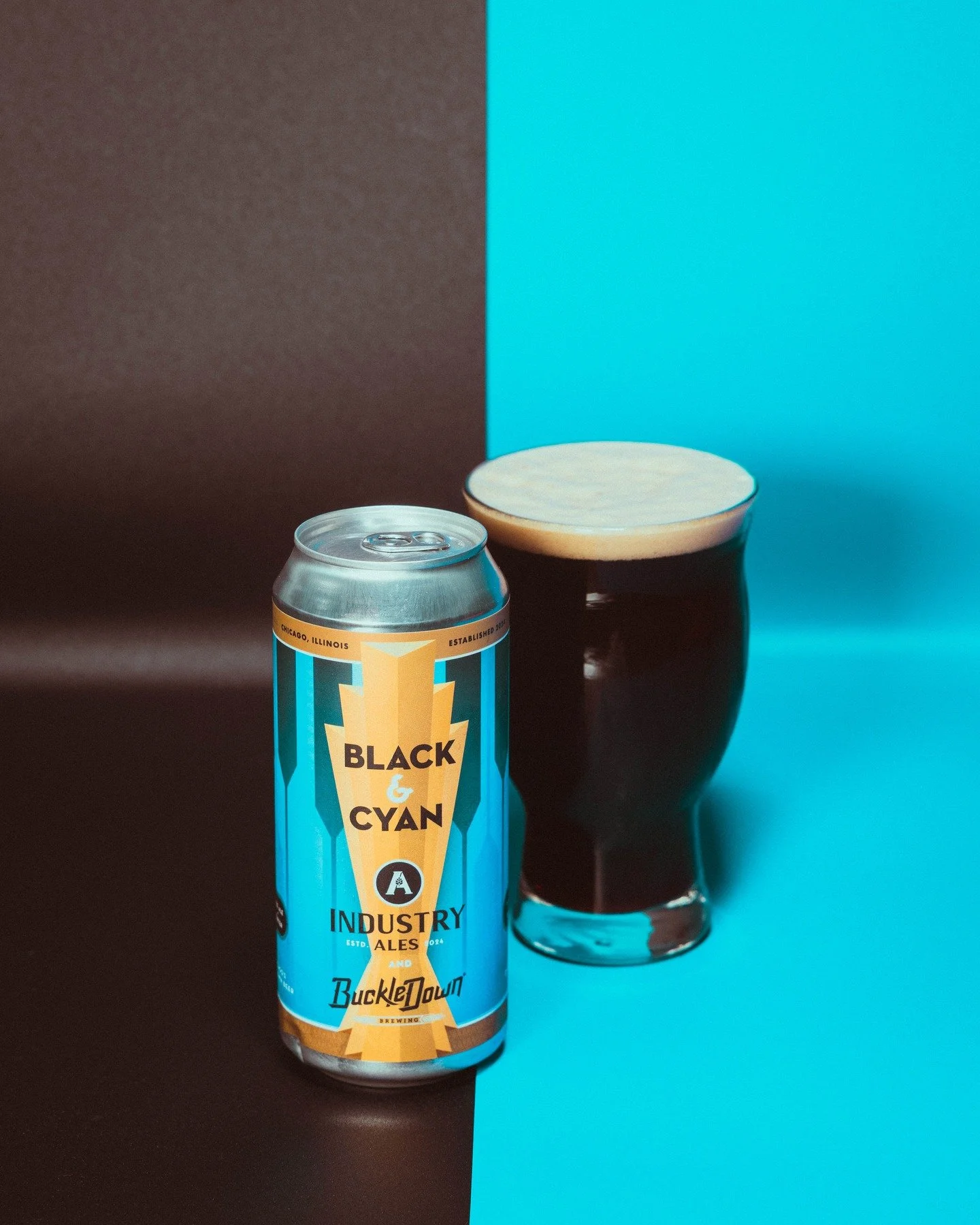 BLACK &amp; CYAN

A deep chestnut 6% Half &amp; Half born from a four-way collab with the Design Museum of Chicago, Beer Culture Center, Buckledown Brewing, and Industry Ales. Inspired by post-Prohibition blends of porter and pale ale, we brewed ours
