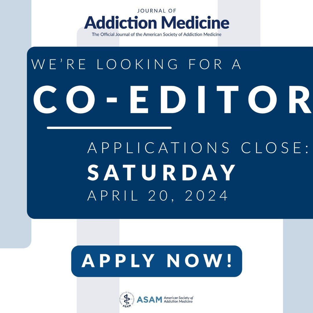 Learn more about job responsibilities and requirements, and submit your application now through Saturday! Follow the link to learn more | Link in bio

#JAM #JournalOfAddictionMedicine #AddictionMedicine #MedEd