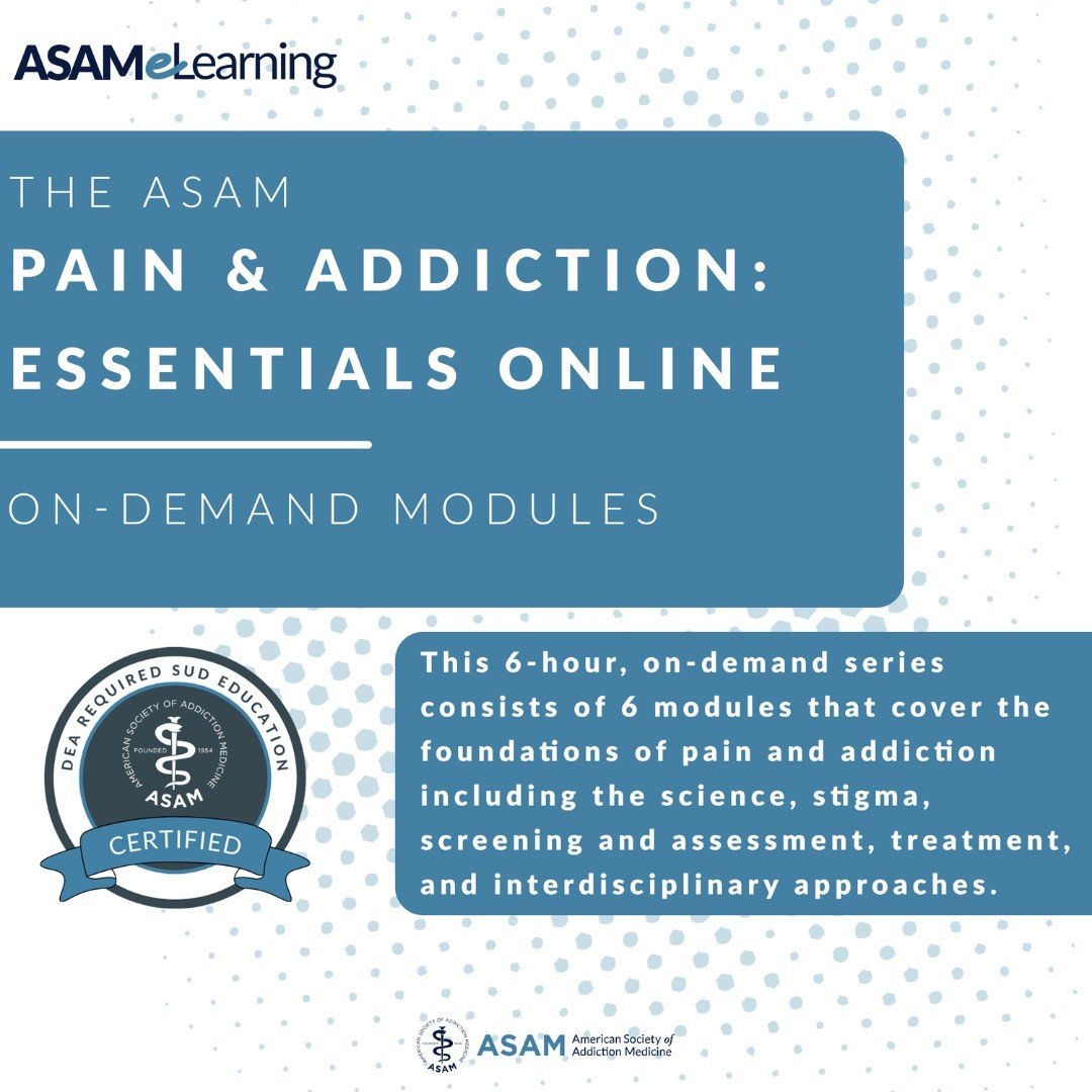 Learn more about these on-demand modules, part of DEA SUD required education | Link in bio

#ASAM #SUD #MedEd #AddictionEducation #AddictionMedicine #TreatAddictionSaveLives #AddictionTreatment