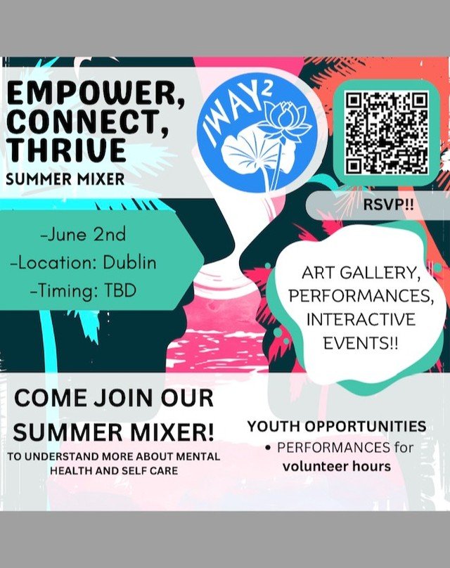 Hey everyone!

We're excited to officially launch our 2024 Summer Mixer Event in celebration of recognizing the importance of mental health and self-care! ☀️💙💃

Mark your calendars - the event will take place on June 2 in Dublin (specific location 