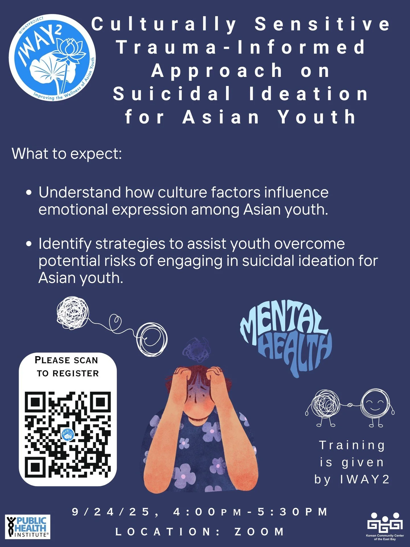 Hi everyone, we hope everyone is having a great start to the school year! To kick off, we are hosting our first free training on suicide ideation among AAPI youths and sharing our insights on 9/24/25 from 4pm-5:30pm.

This training is open to anyone 