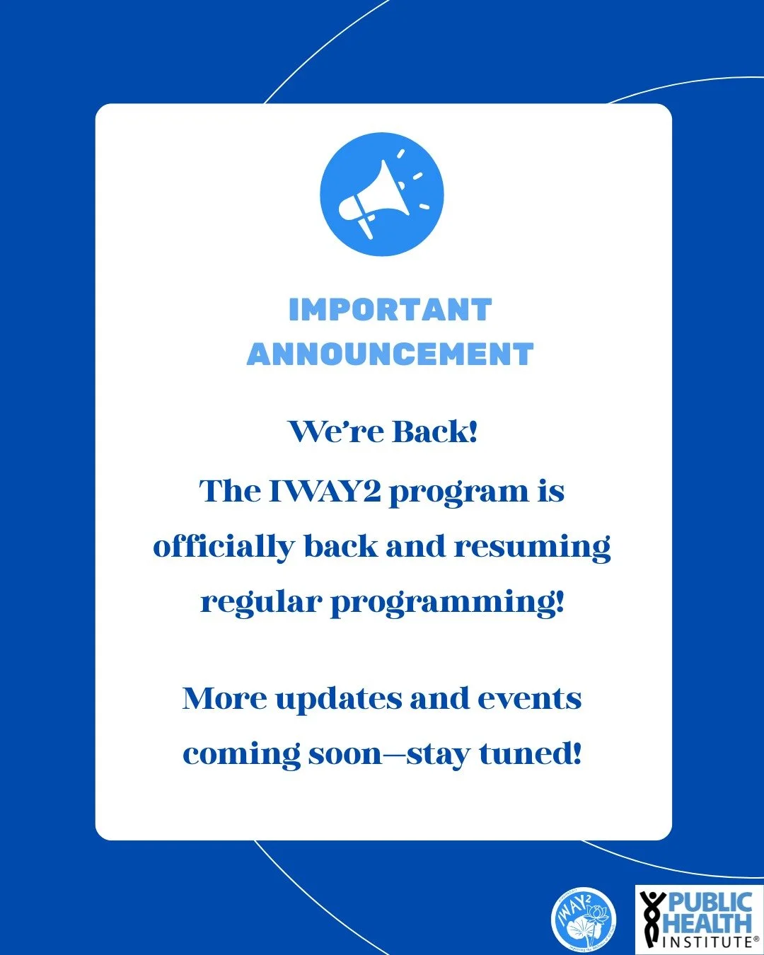 Good news🎉 
IWAY2 is back!

We&rsquo;re resuming regular programming&mdash;stay tuned for more events and updates coming soon!
