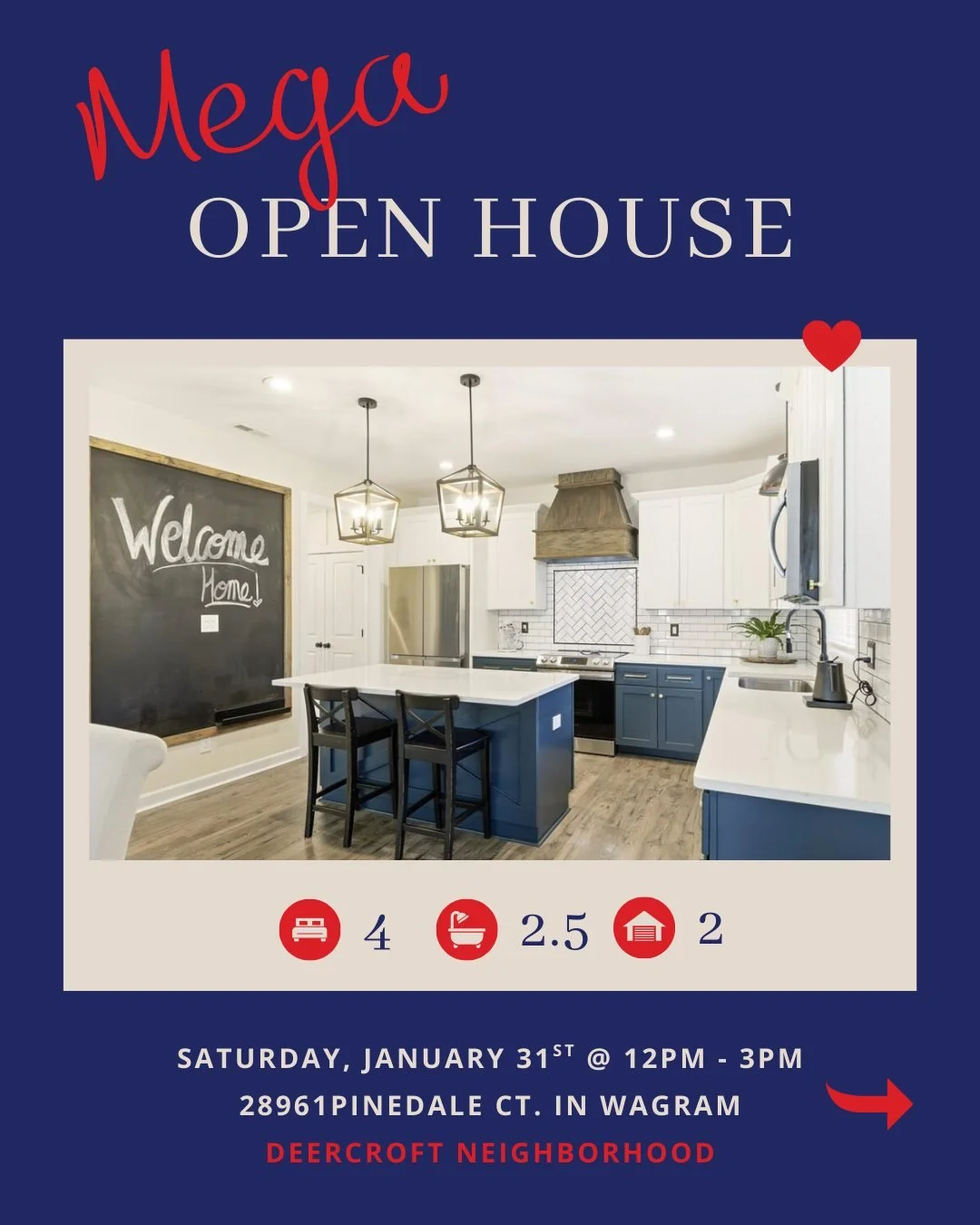 🏈🎉 SUPER BOWL SATURDAY MEGA OPEN HOUSE 🎉🏈

Looking for something fun to do before kickoff weekend? Drive out to Wagram and turn house hunting into an EVENT!

📍 28961 Pinedale Court
📅 Saturday, January 31st
⏰ 12:00 &ndash; 3:00 PM

We&rsquo;re h