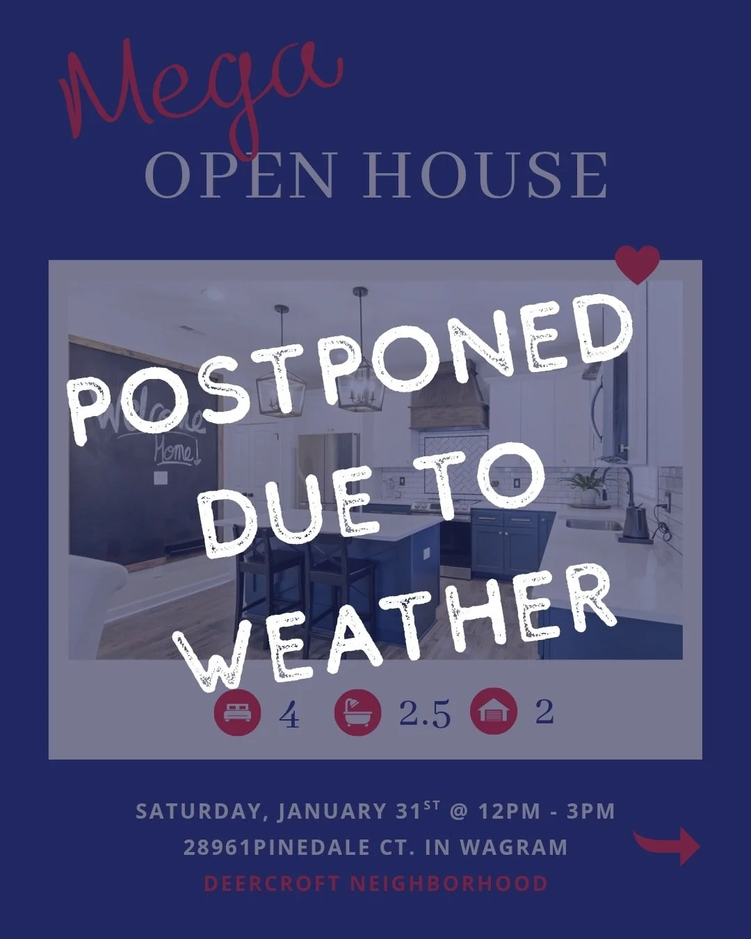 As much as we were looking forward to this, Mother Nature has other plans ❄️
With snow in the forecast, we&rsquo;re postponing the Mega Open House. A new date will be shared soon&mdash;thank you for understanding, and stay warm!