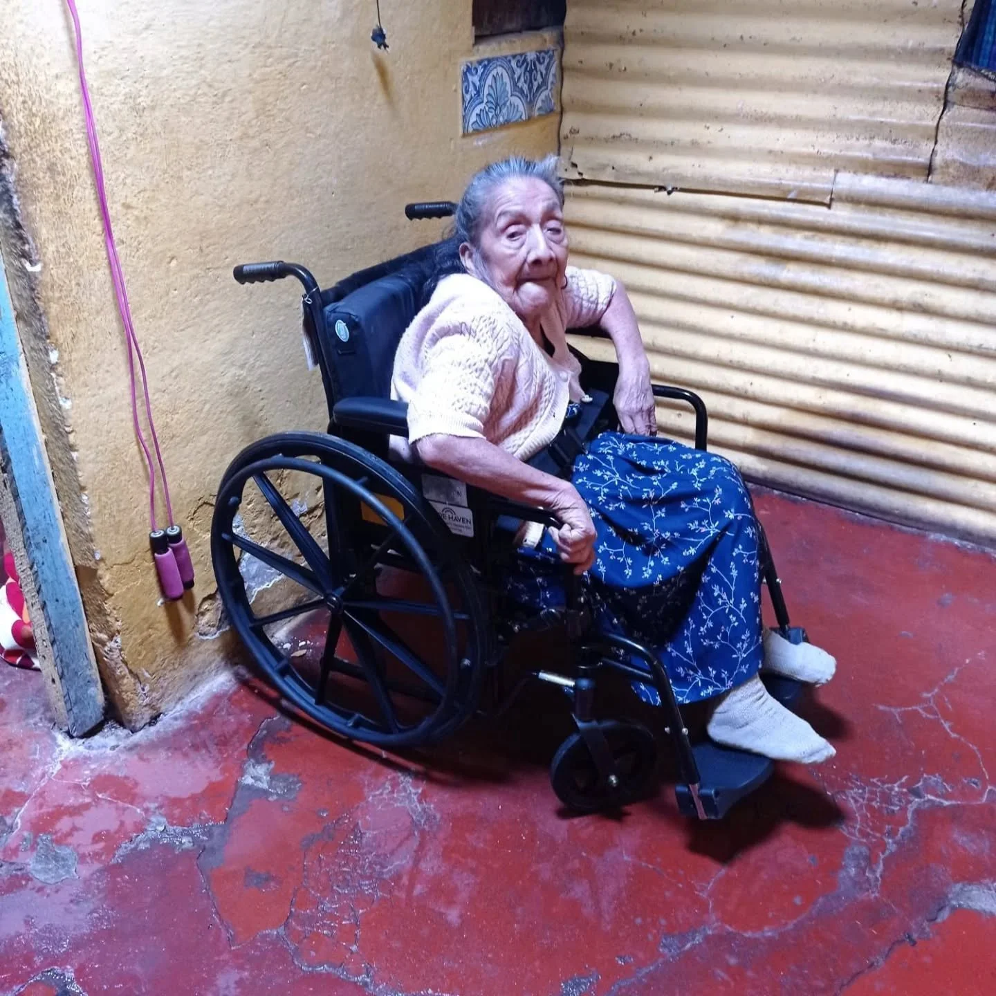 Thanks to our donors, and our great partners at beeline wheelchairs, 92 yr old Maria Dorotea received this nice chair.