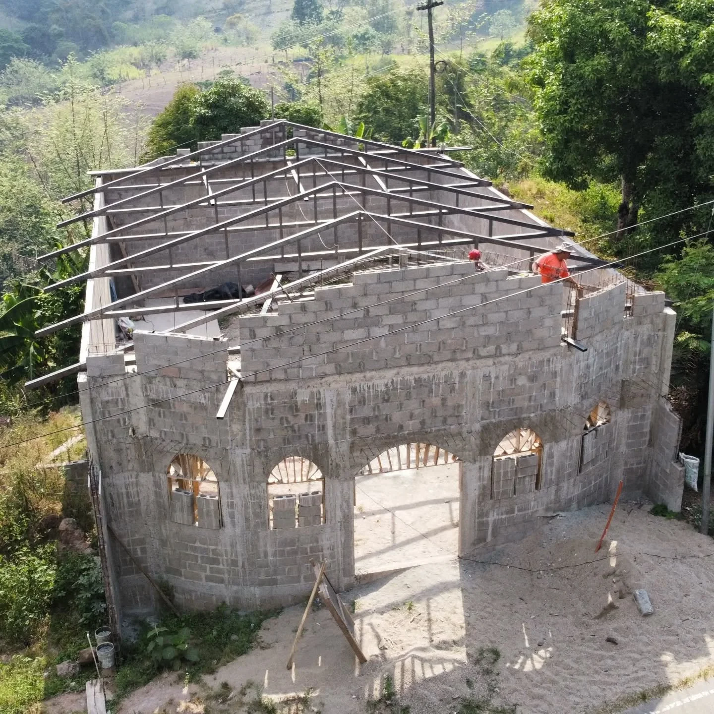This current construction project in rural Nicaragua is nearing completion. Our donors provided the roof materials.