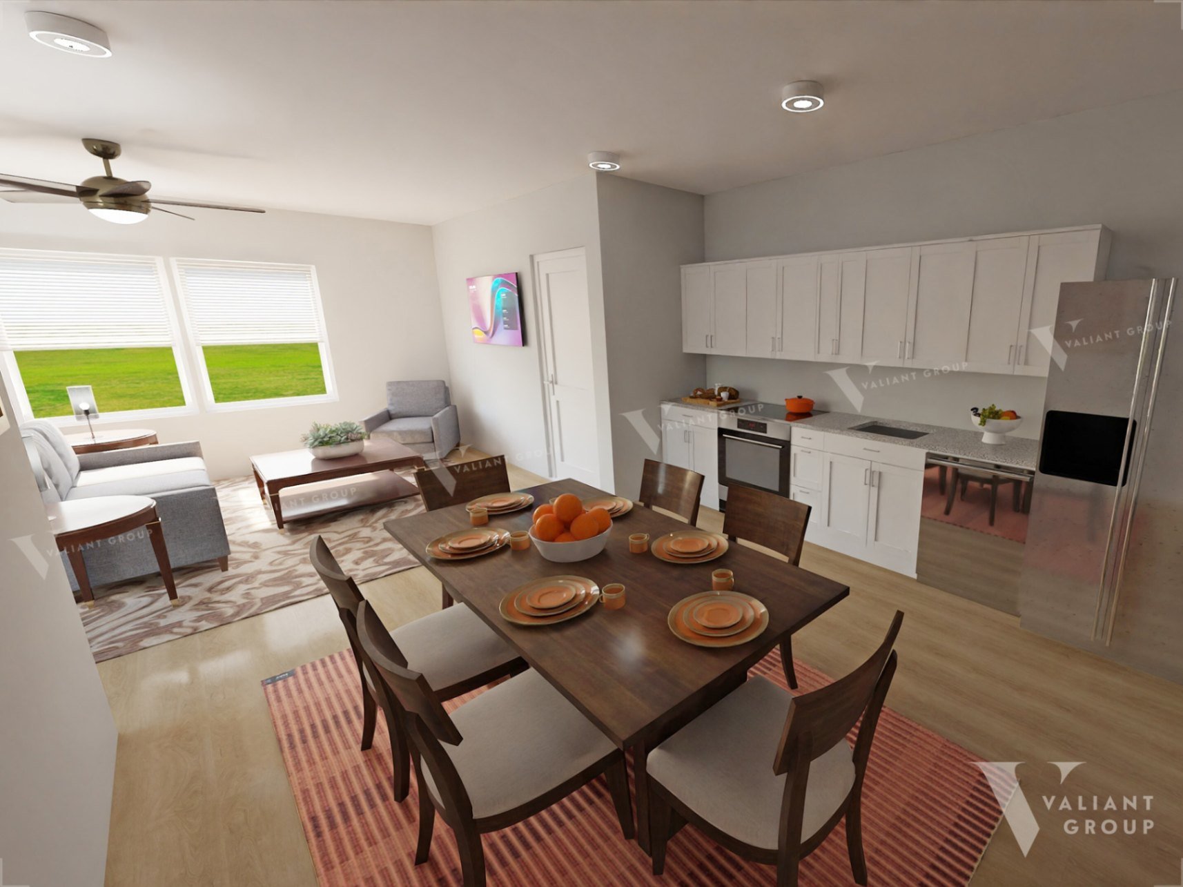 02-The-Knoll-2-Bedroom-dining-table-open-concept-kitchen.jpg