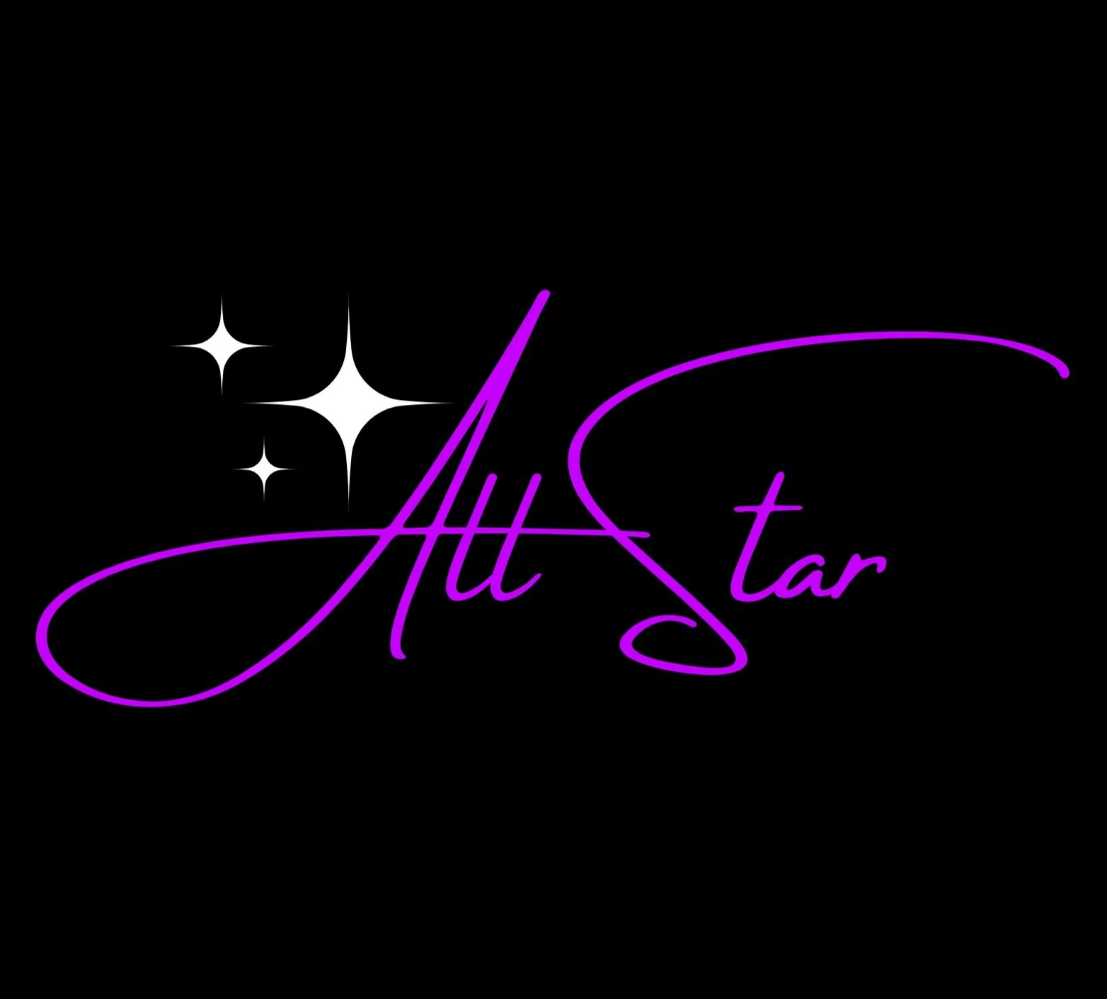 A black background with purple cursive text that reads 'Ait Star' and three white star-like sparkles to the left of the text.