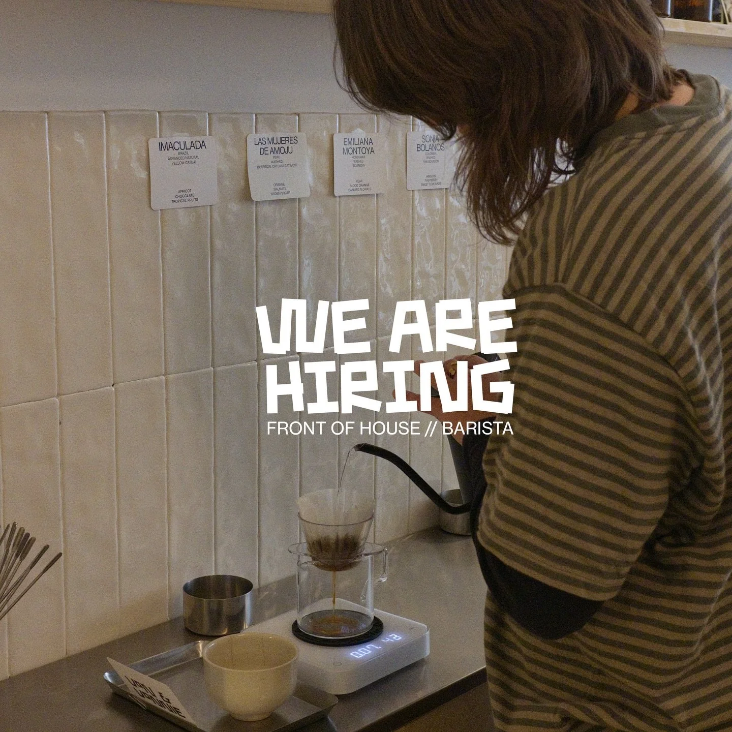 We are finally hiring again!🌟 Looking for a new Front of House / Barista to complement our team. Experience in coffee is not required, a general interest in brewing and economics of the coffee supply chain is a must. We are looking for somebody with