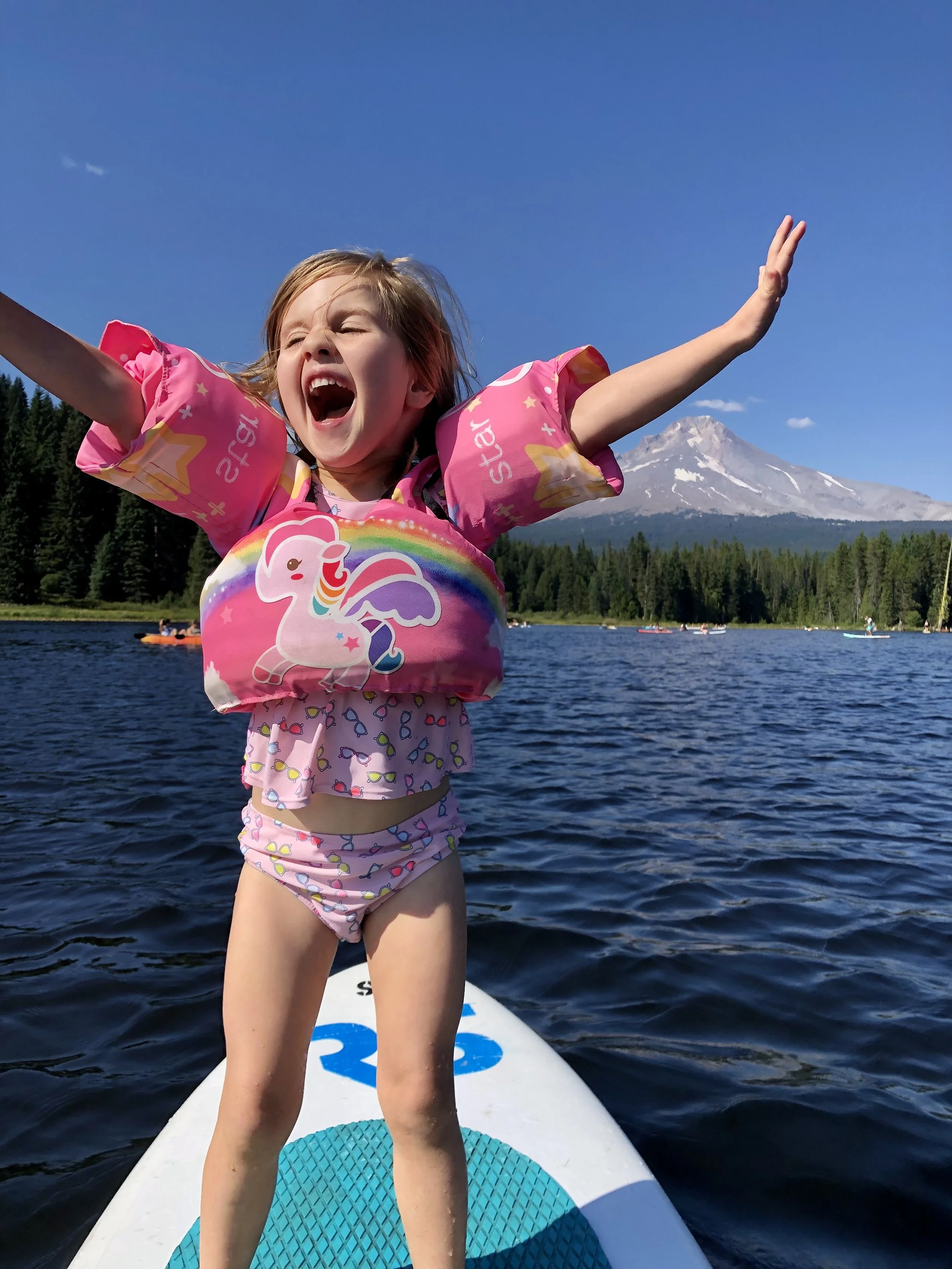 Kid Friendly Paddle Board Trillium Lake Mt Hood Alpine Chalet.jpeg
