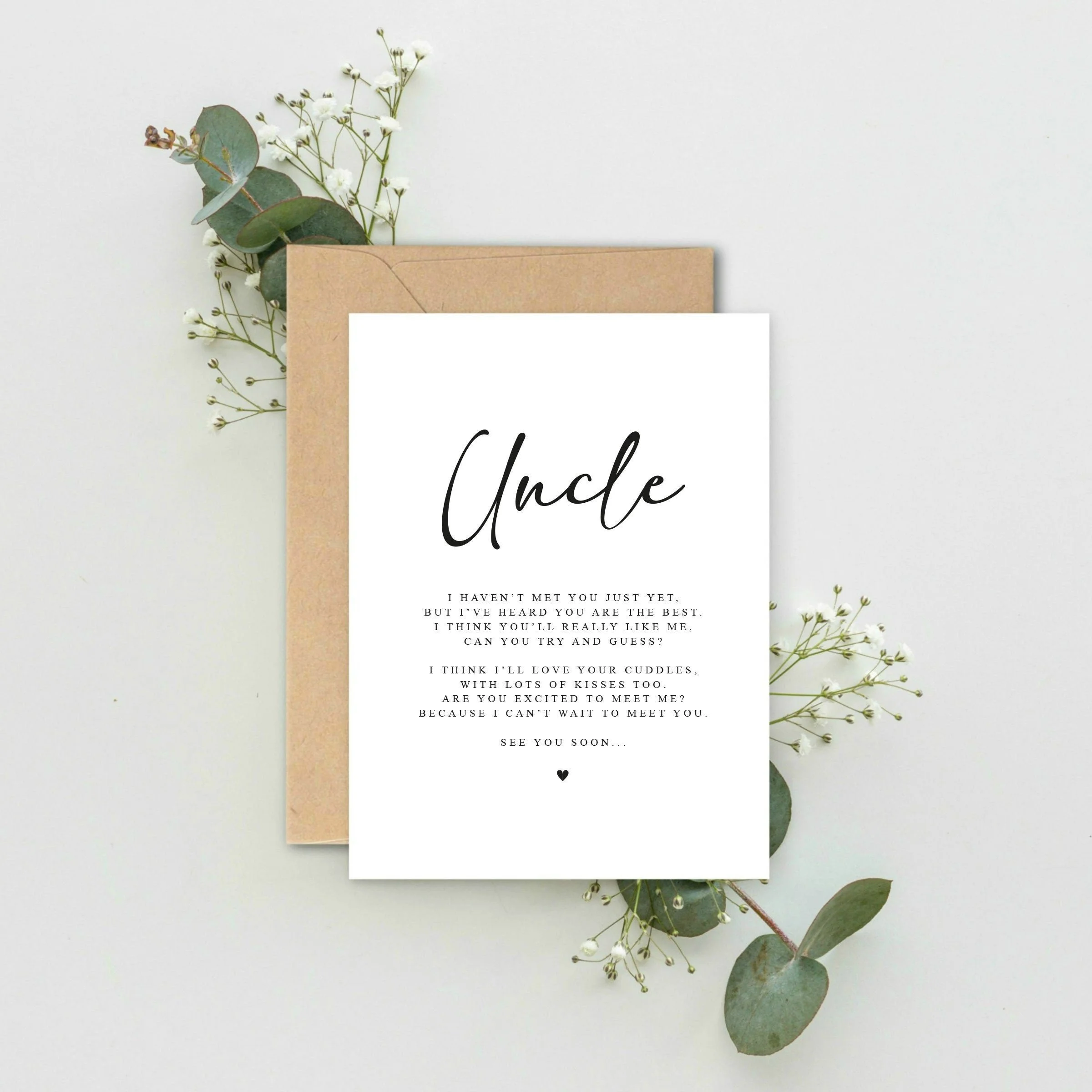 Uncle Poem Pregnancy Announcement A5 Card with envelope, Family, Uncle Pregnancy Announcement, Pregnancy Reveal, Friends, Uncle Surprise