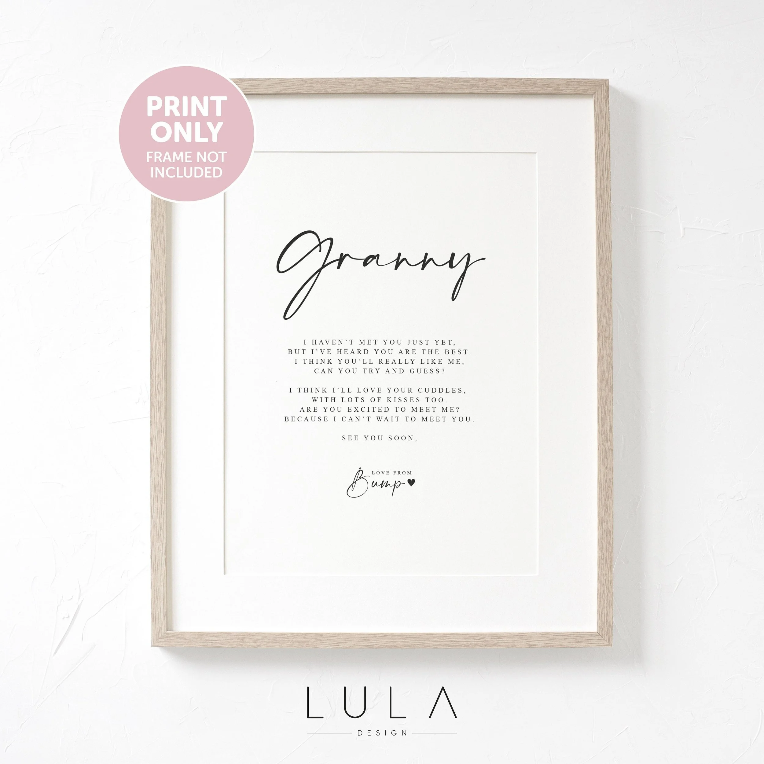 Granny to be Poem from Bump A4 or A5 PRINT, Pregnancy Announcement, Granny Poem Love Bump Gift, New Grandparent Announcement, Granny to be