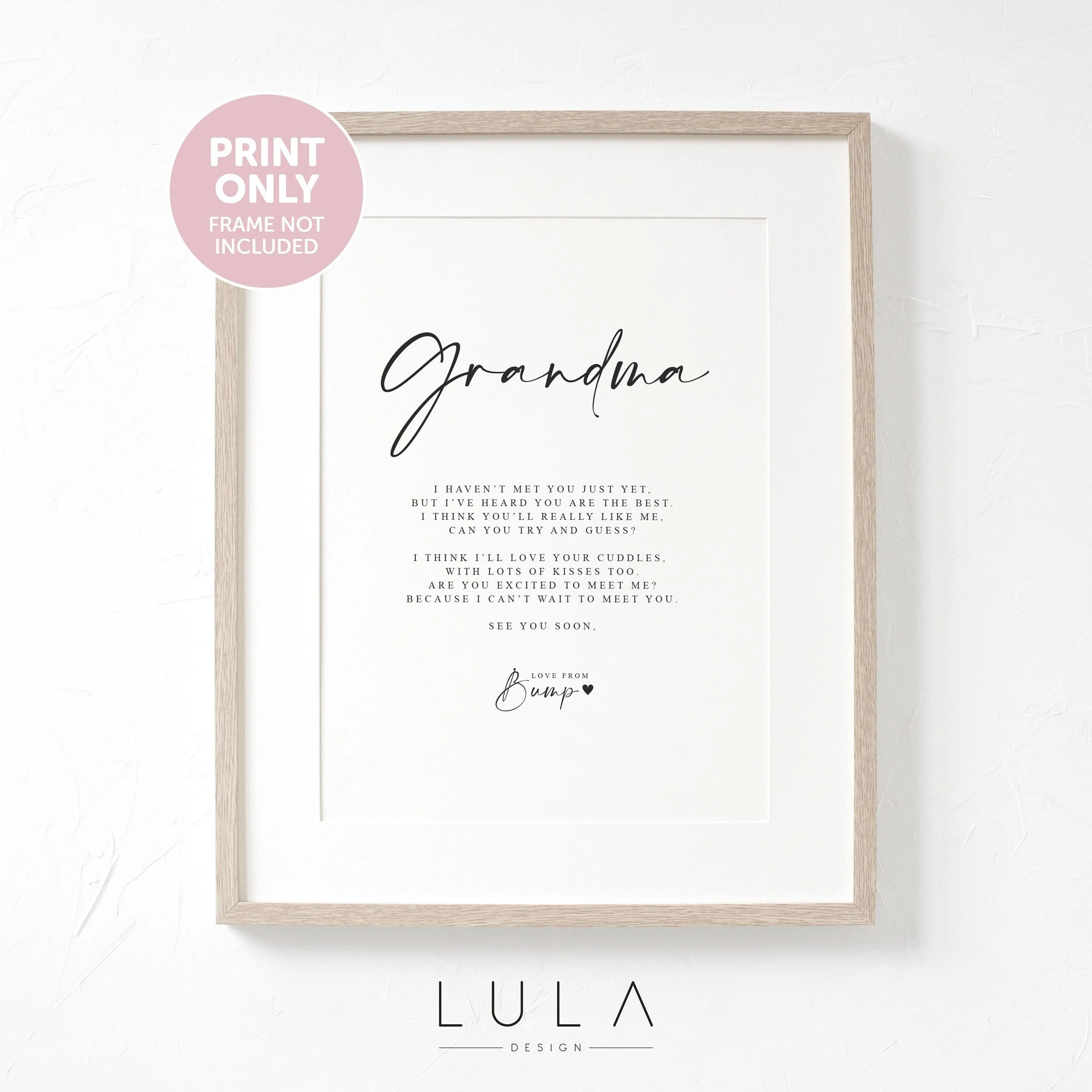 Grandma to be Poem from Bump A4 A5 PRINT, Pregnancy Announcement, Grandma Poem Love Bump Gift, New Grandparent Announcement, Grandma to be