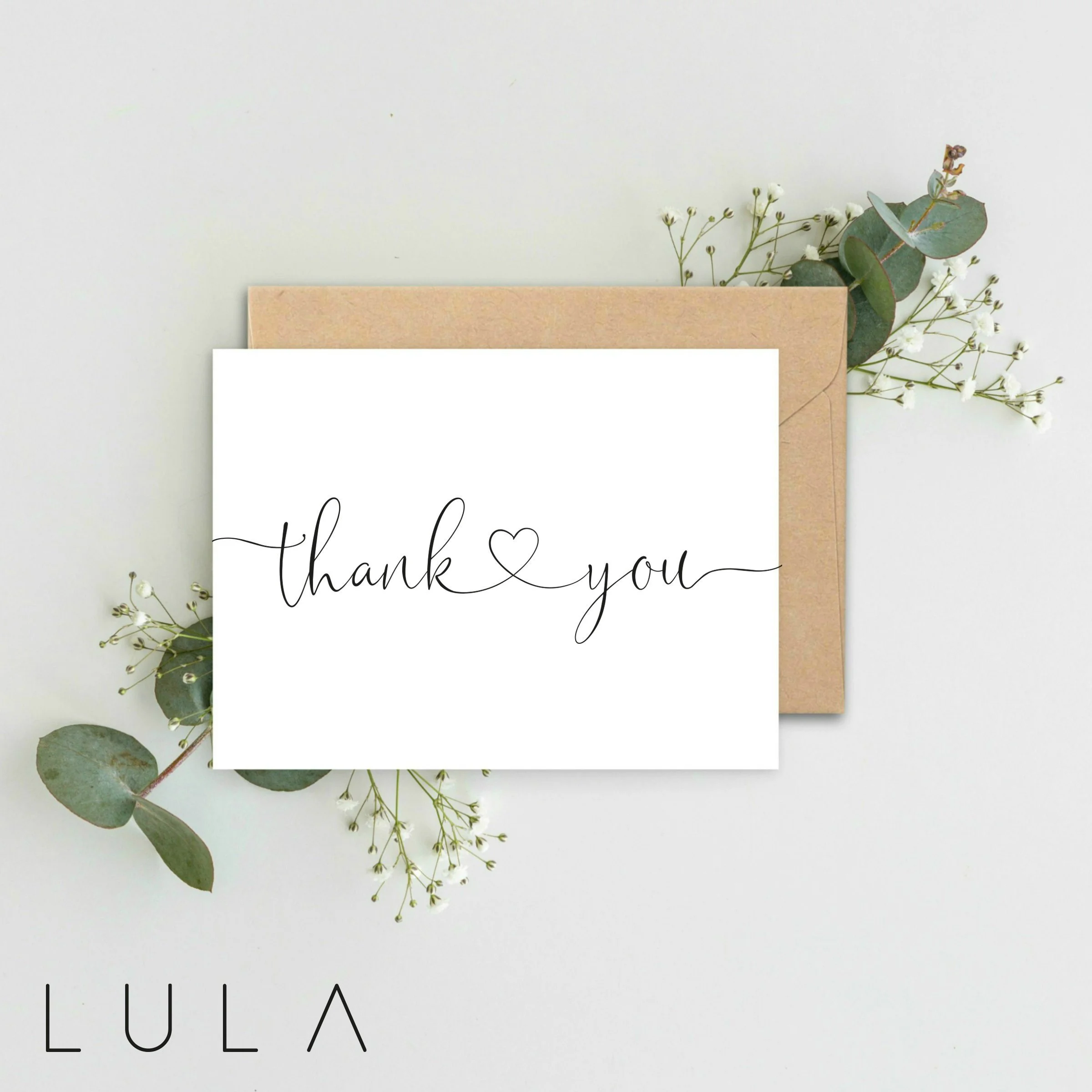 Simplistic Thank you A5 Card & Kraft envelope, Baby Shower Card, Wedding Card, Teacher Card, Minimalistic Thankyou Card, Black and White