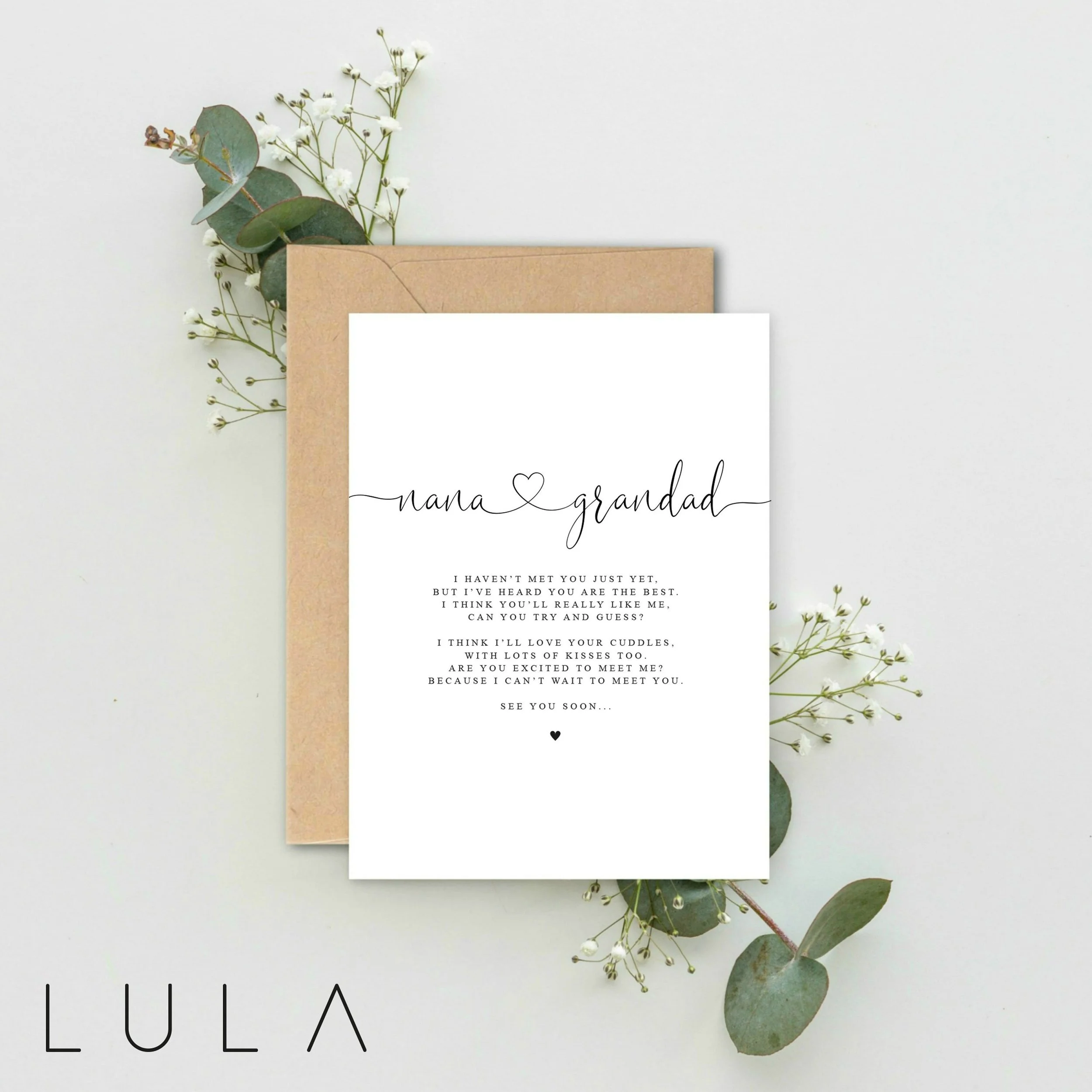 Nana & Grandad to be Poem Pregnancy Announcement A5 Card with envelope, Pregnancy Reveal, Nana Grandad to be, Pregnancy Announcement Card