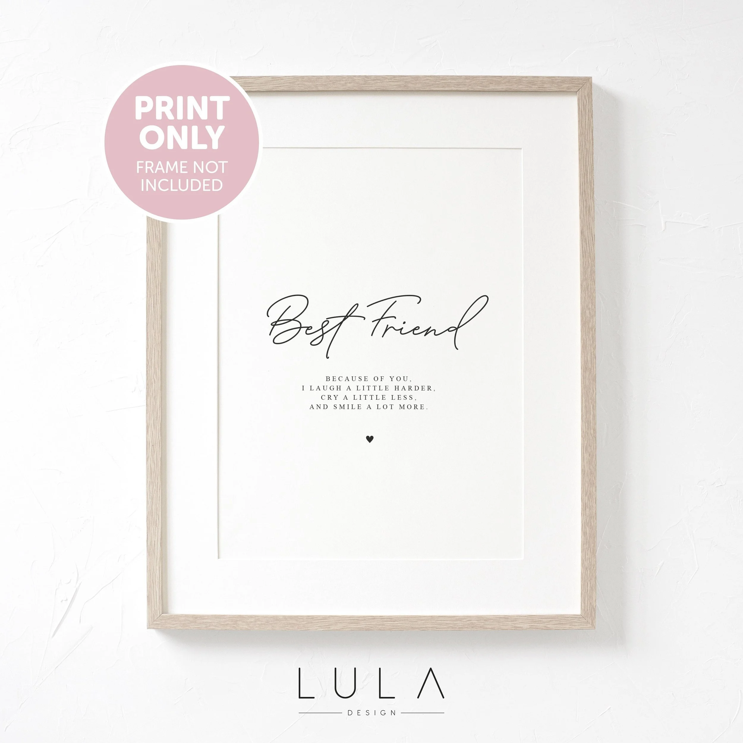 Best Friend Quote A4 or A5 PRINT, Friends, Family, Best friend Print, Best friend Gift, Christmas Gift, Quote, Black and White, Typography