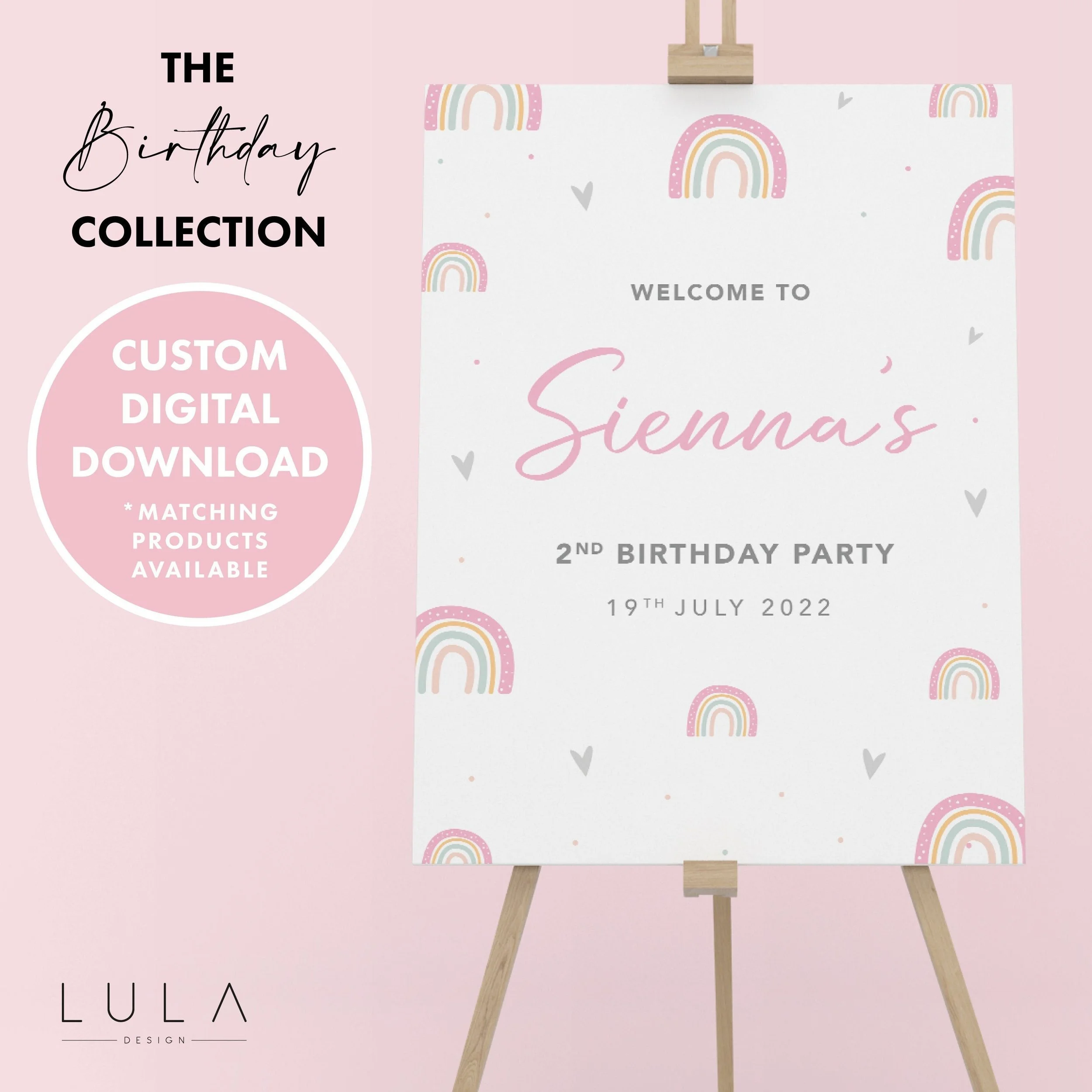 PERSONALISED Rainbow Girls Birthday Sign DIGITAL DOWNLOAD, Birthday Easel Sign, Party Sign, Girls Personalised Birthday Rainbow Sign