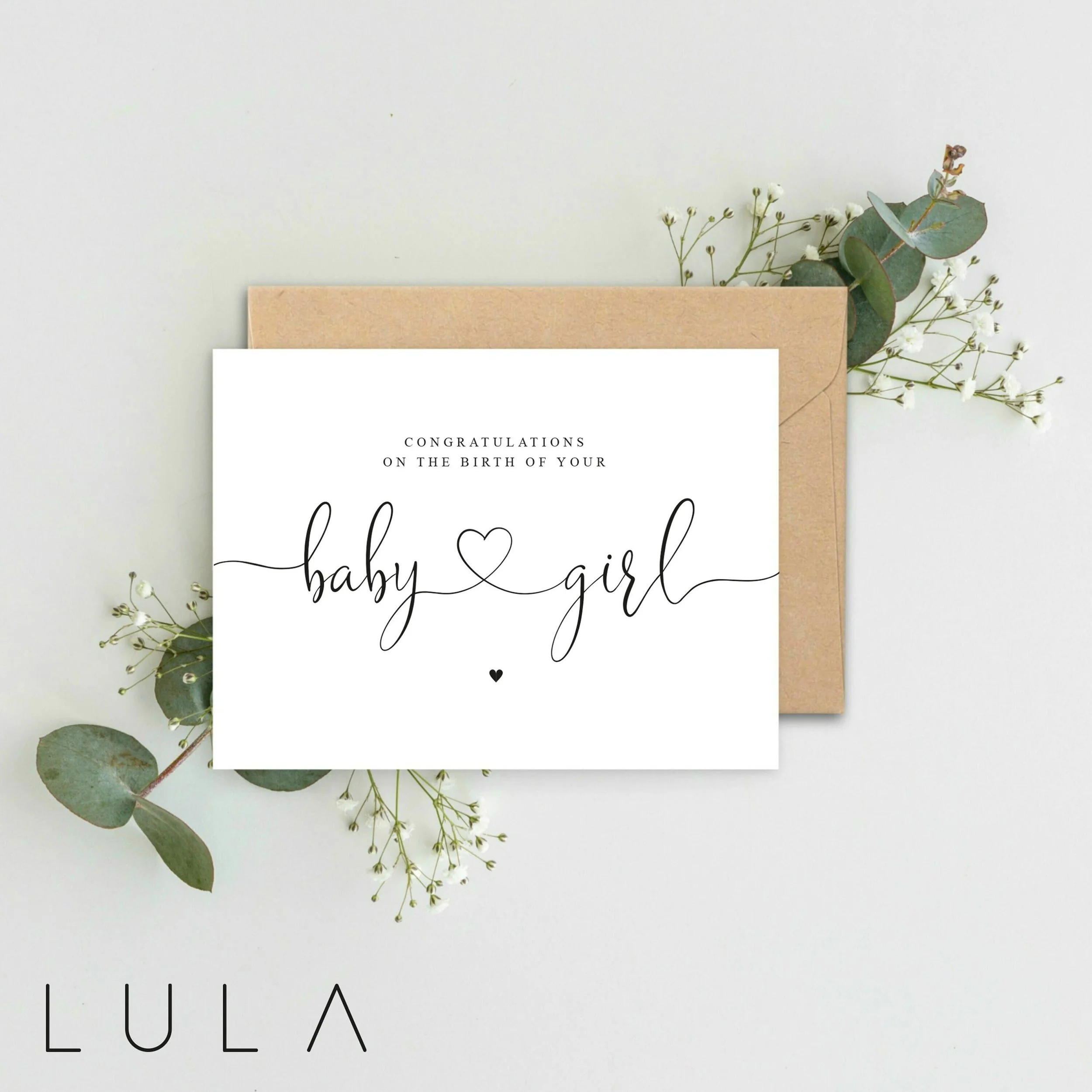 Congratulations on the birth of your BABY GIRL A5 Card with envelope, Baby Girl Card, New Baby Girl Card, Congratulations It's a girl Card