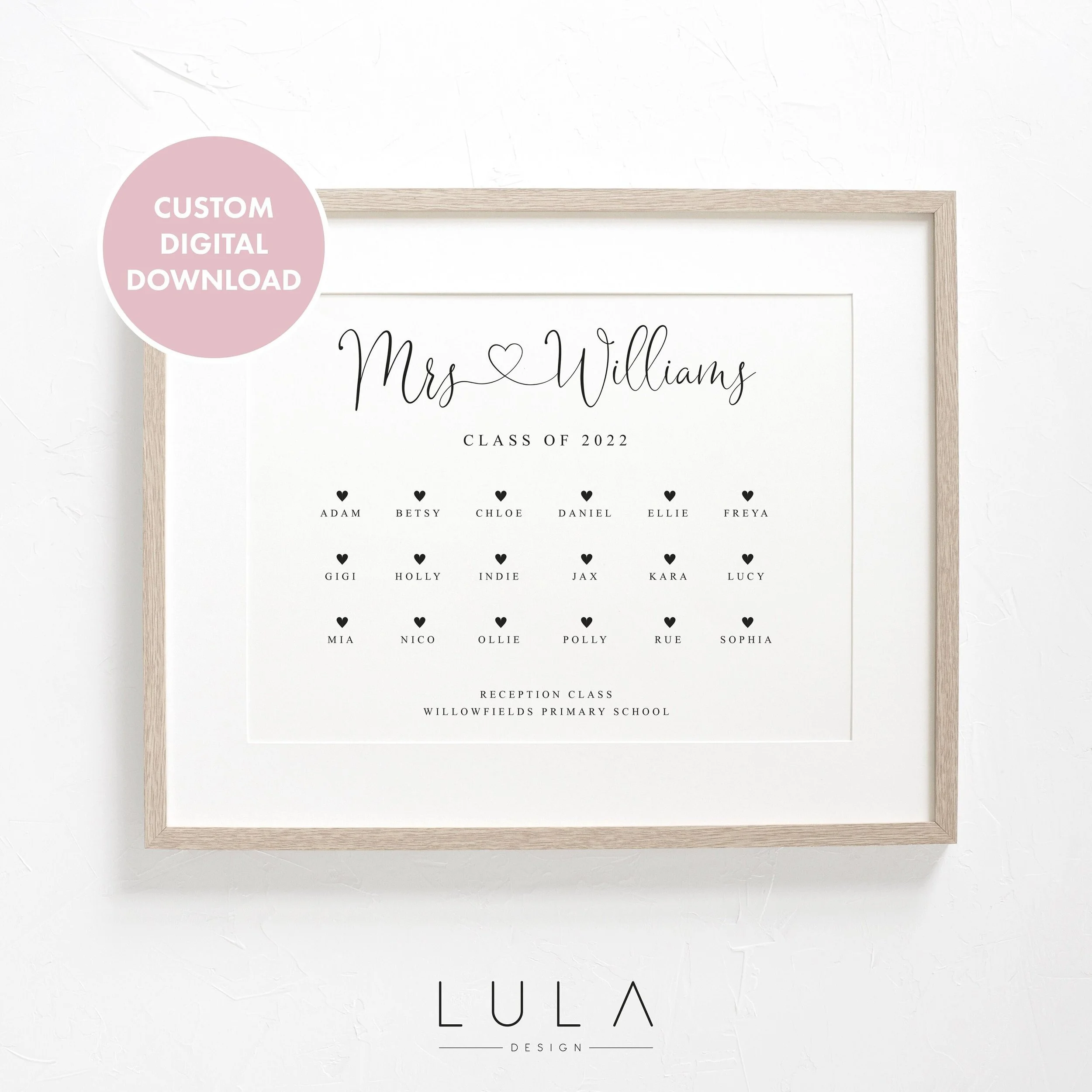 PERSONALISED DIGITAL DOWNLOAD School Leavers Teacher Thank you Gift, Print at Home, A4 Unframed Children Class Print Teacher Keepsake