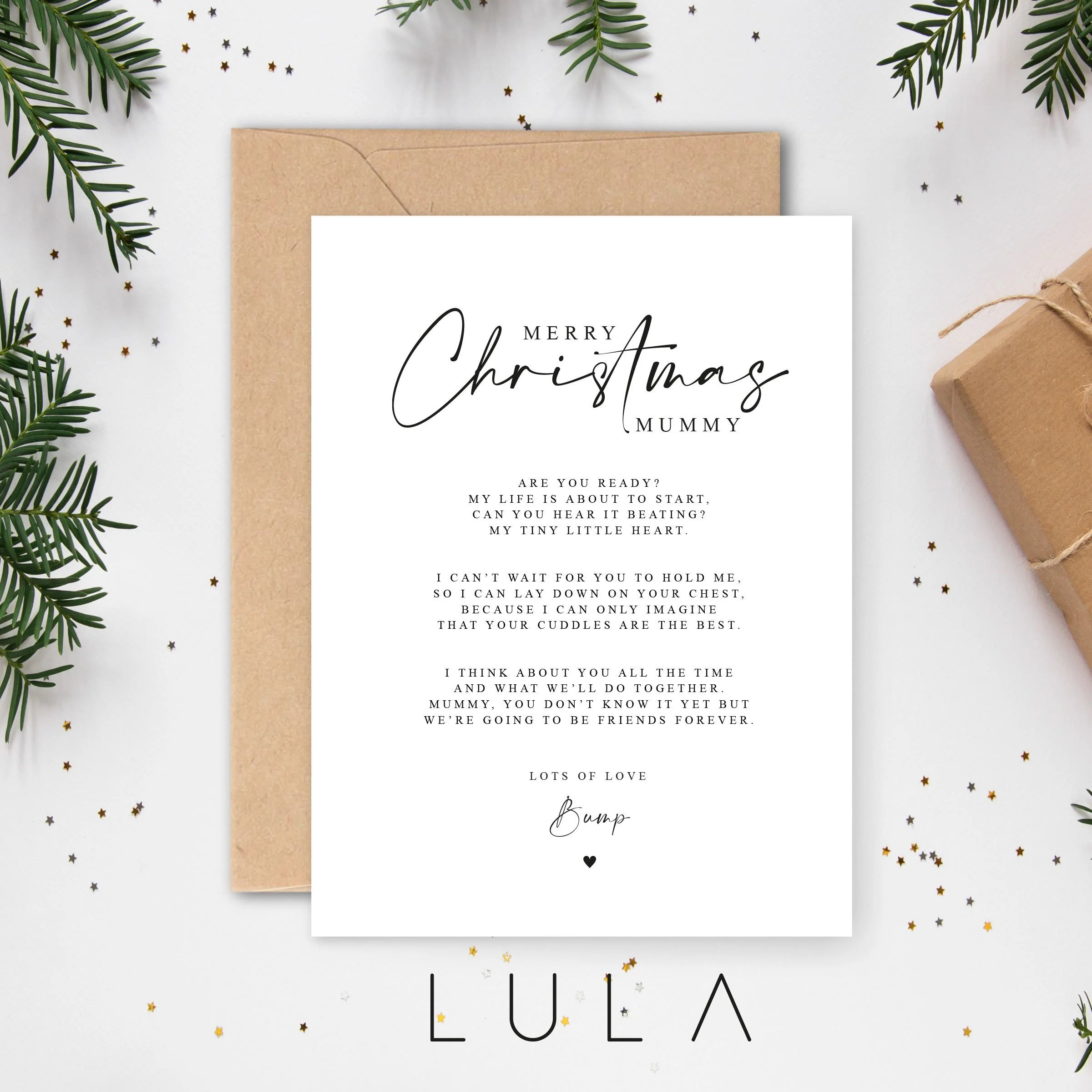 Merry Christmas Mummy to be Poem Pregnancy Announcement A5 Card with envelope, Pregnancy Reveal, Mummy to be, To Mummy from bump card