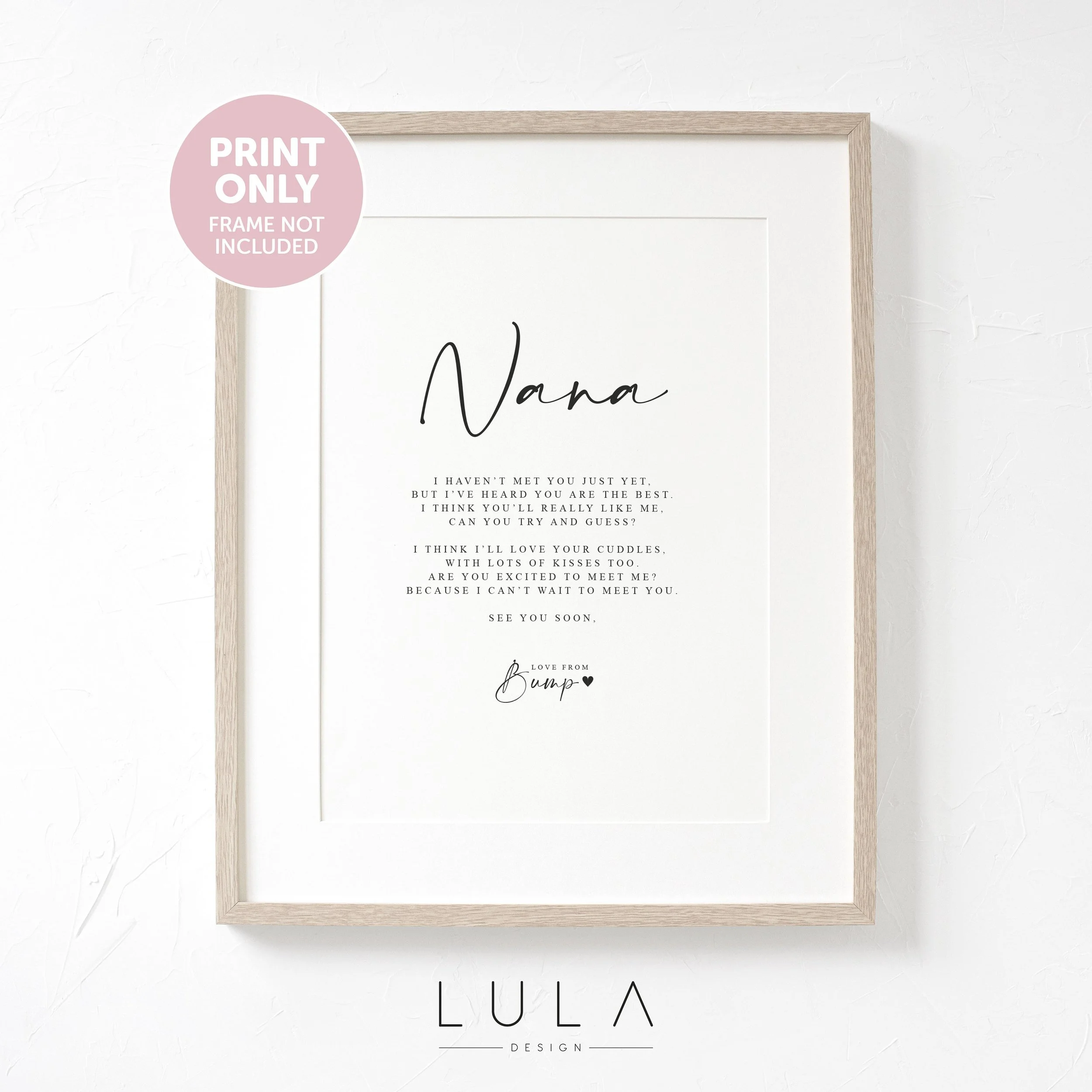 Nana to be Poem from Bump A4 A5 PRINT, Pregnancy Announcement, Nana Poem Love Bump Gift, New Grandparent Announcement, Nana to be gift