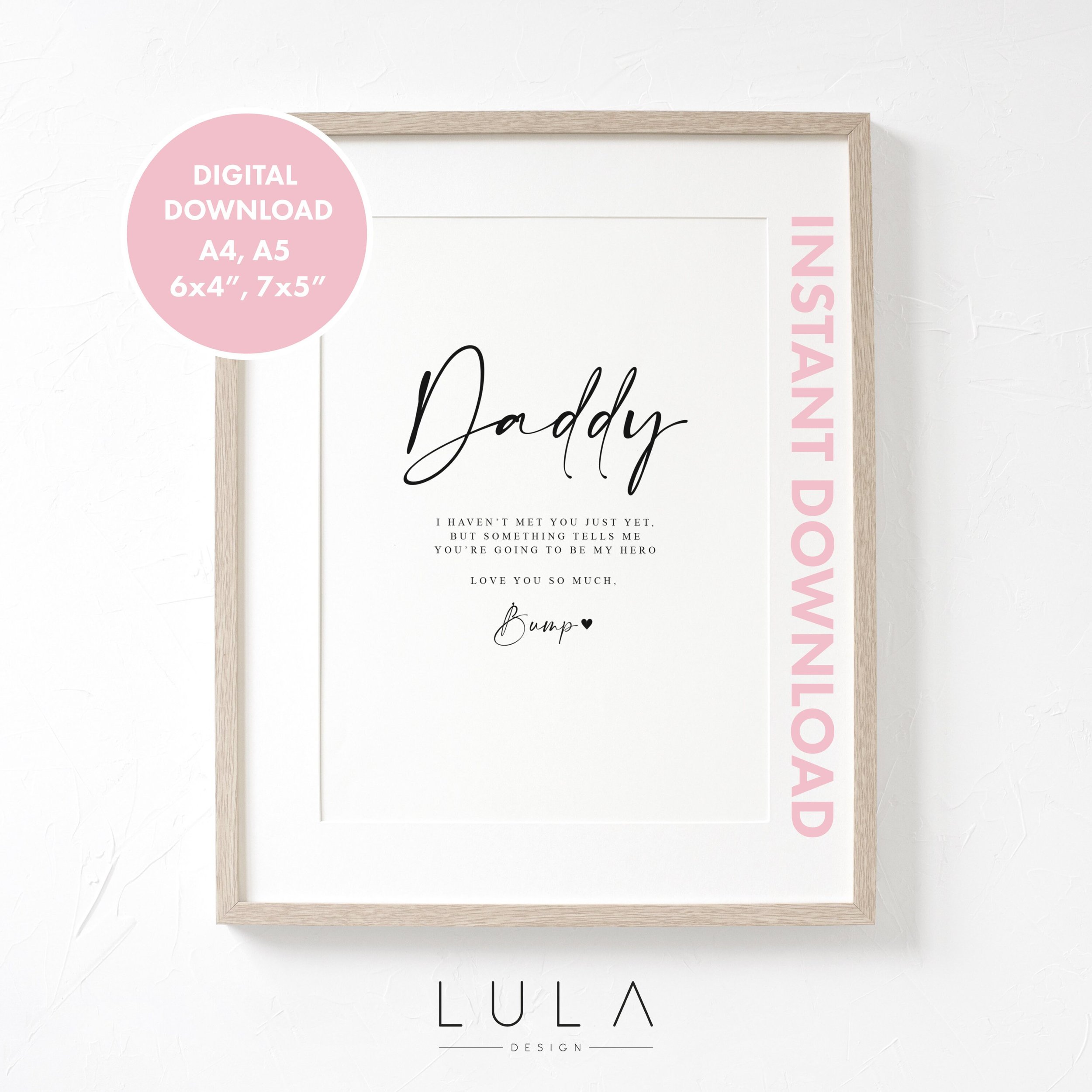 Love from Bump DOWNLOAD, A4, A5, 6x4, 7x5 Fathers Day, Bump to Daddy, Daddy to be Gift, New Dad Gift, Pregnancy Announcement