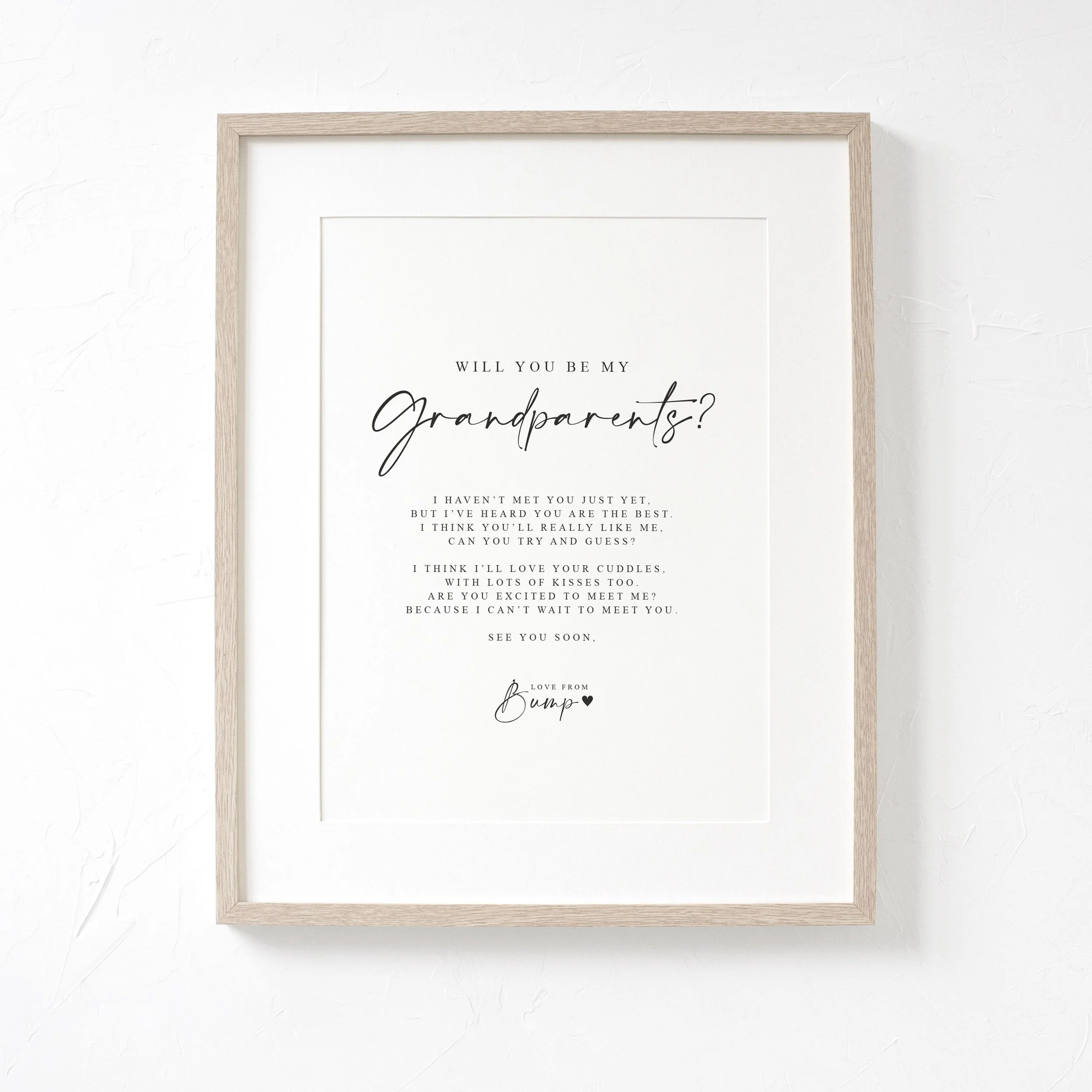 Will you be my Grandparents Poem Pregnancy Announcement PRINT, Pregnancy Reveal, Grandparents to be Reveal Announcement, Unframed Print