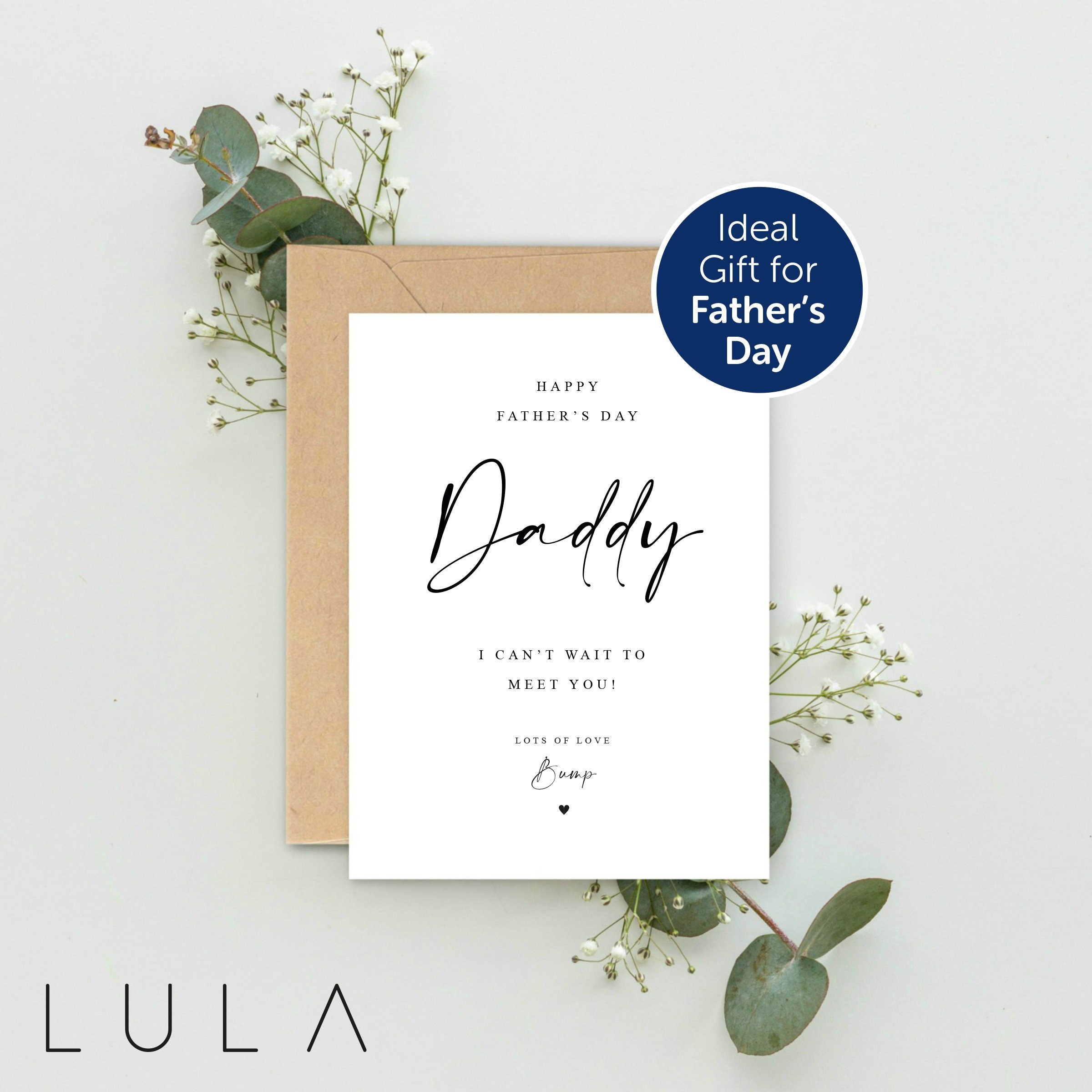 Happy Father's Day Daddy I can't wait to meet you Pregnancy Announcement A5 Card envelope, Father's Day Card, Daddy to be Card from bump